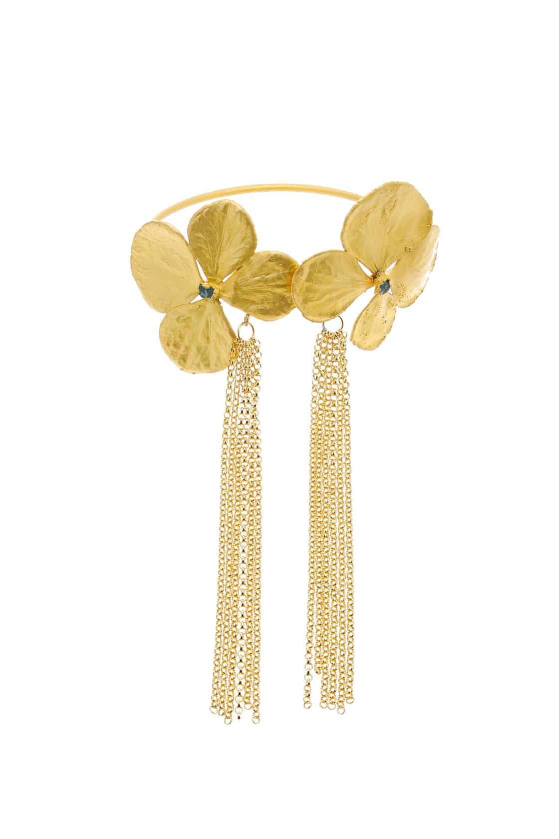 HYDRANGEA CHAINS AND ROUGH EMERALD BRACELET - miniatura 1