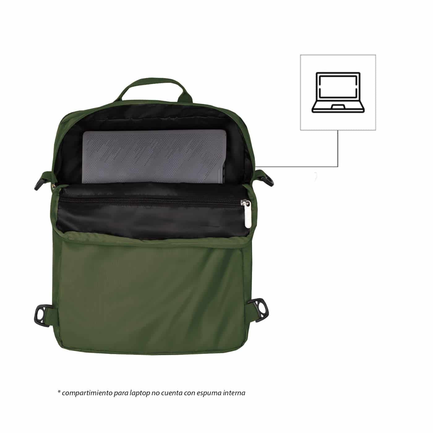 Bolso Manos Libres Convertible a Morral Citybags Light Verde Militar - miniatura 6