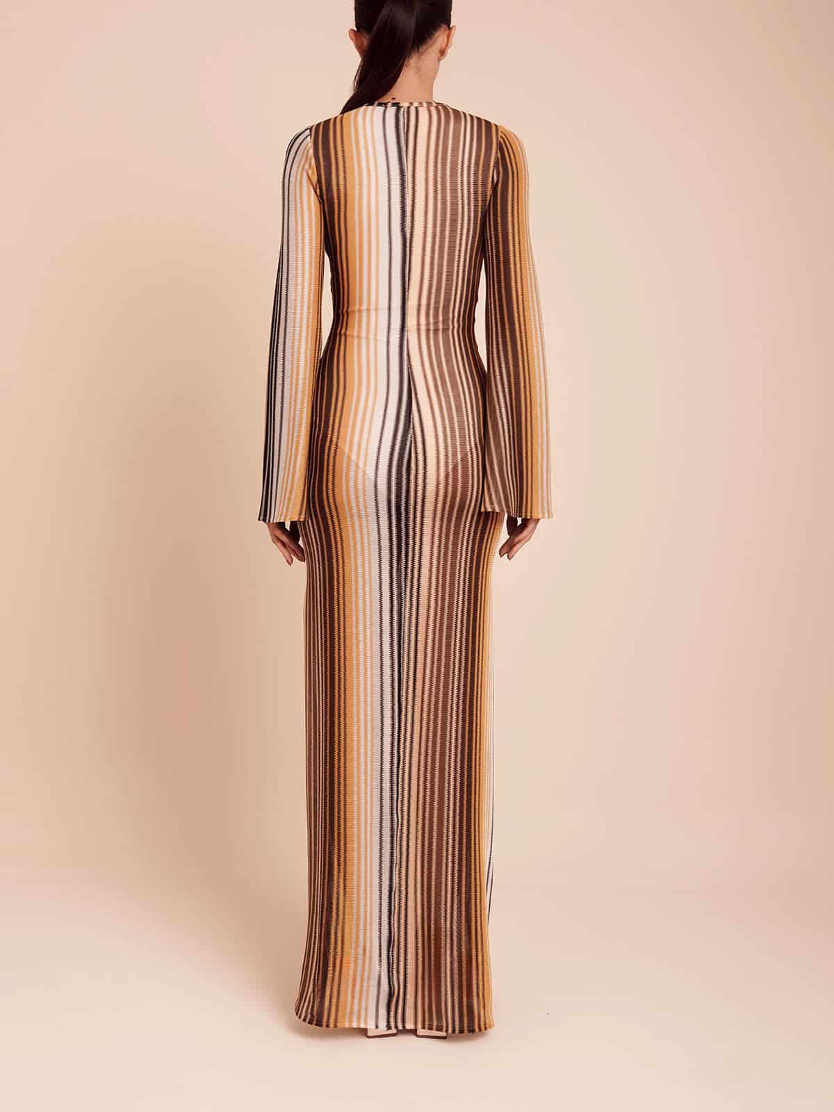 DALI DRESS BROWN MULTI STRIPE - miniatura 4
