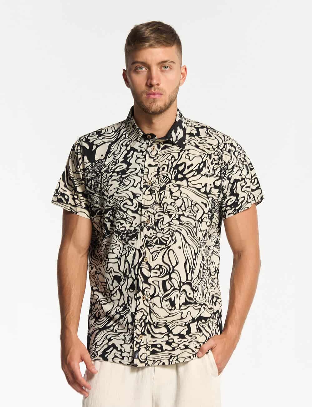 Camisa Regular Fit Pareidolia  negro + crudo Hombre - miniatura 1