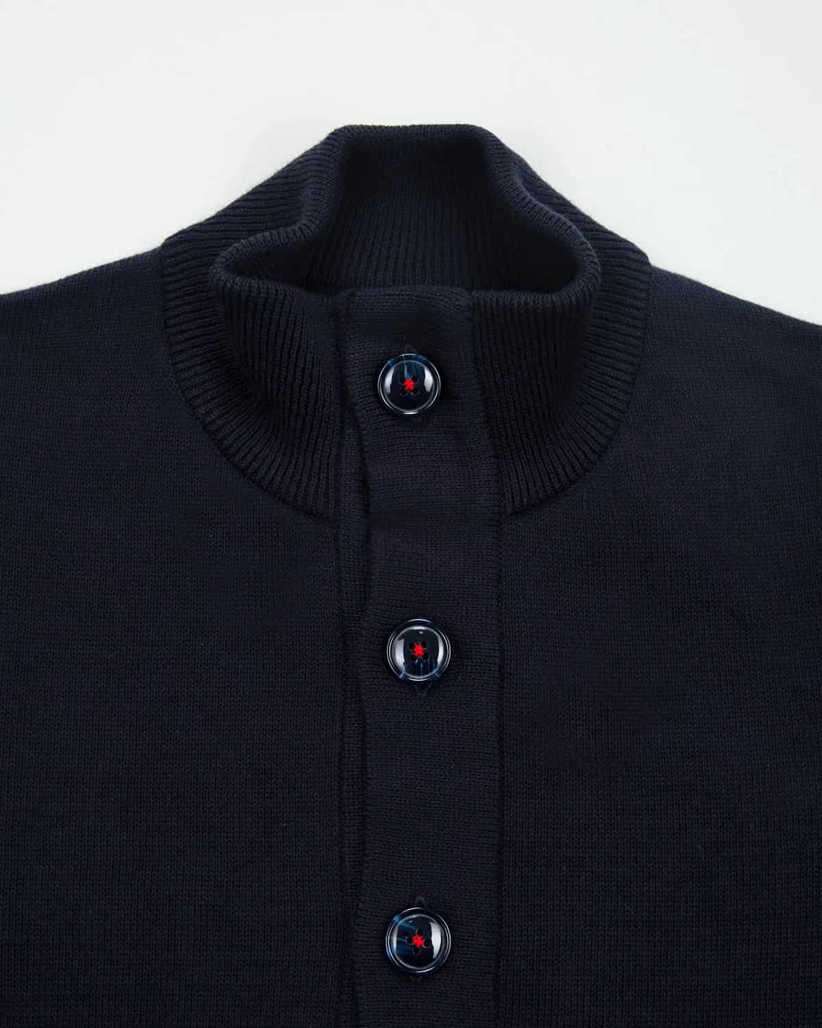 Chaqueta Punto Botón Contraste Algodón Azul Oscuro - miniatura 2