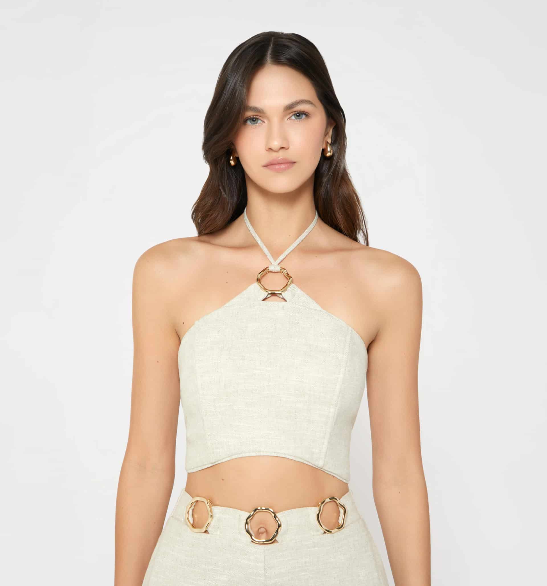 Blusa con herraje y anudado al cuello - miniatura 1