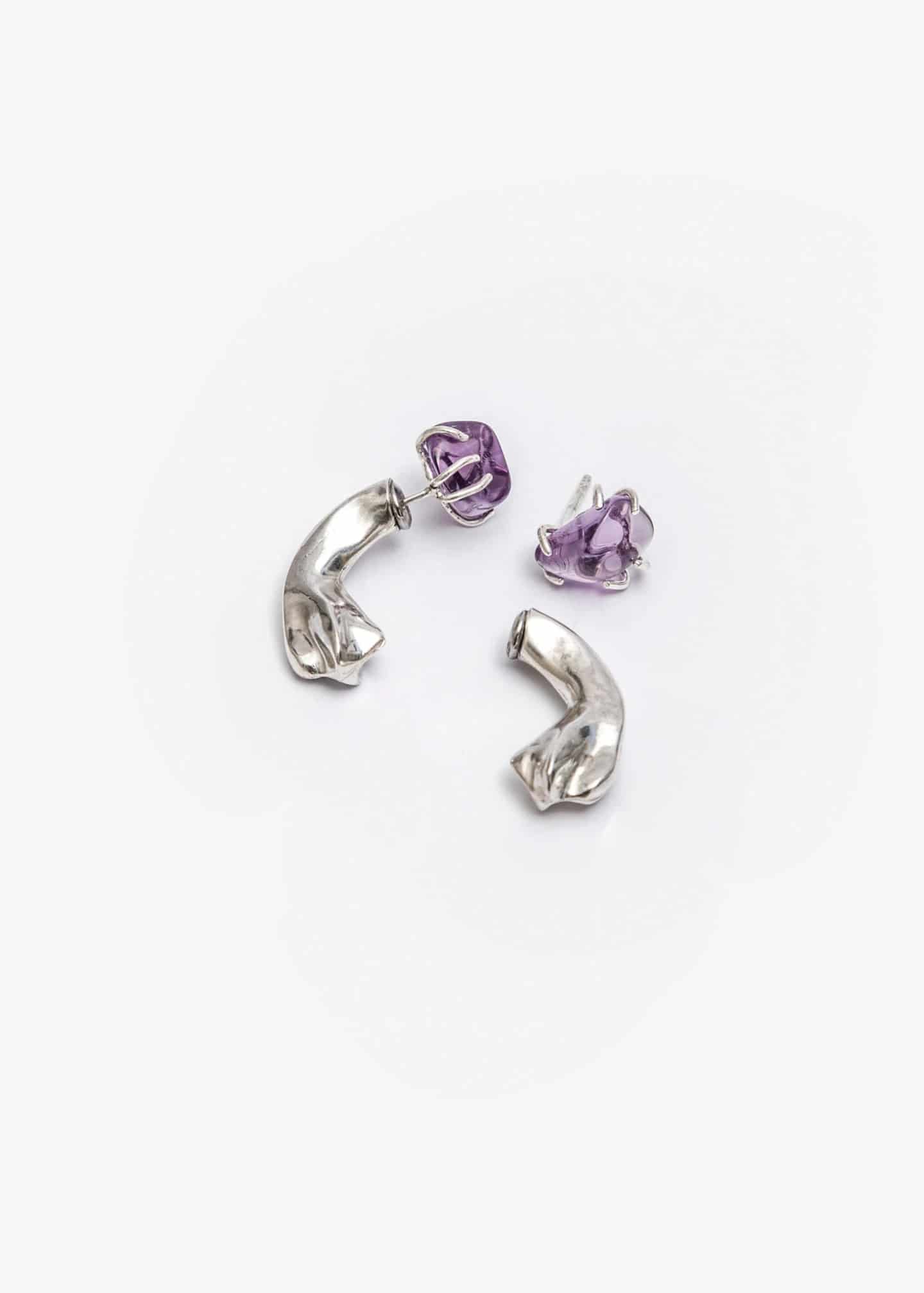 Aretes Amethyst mini Petal Curve - miniatura 3
