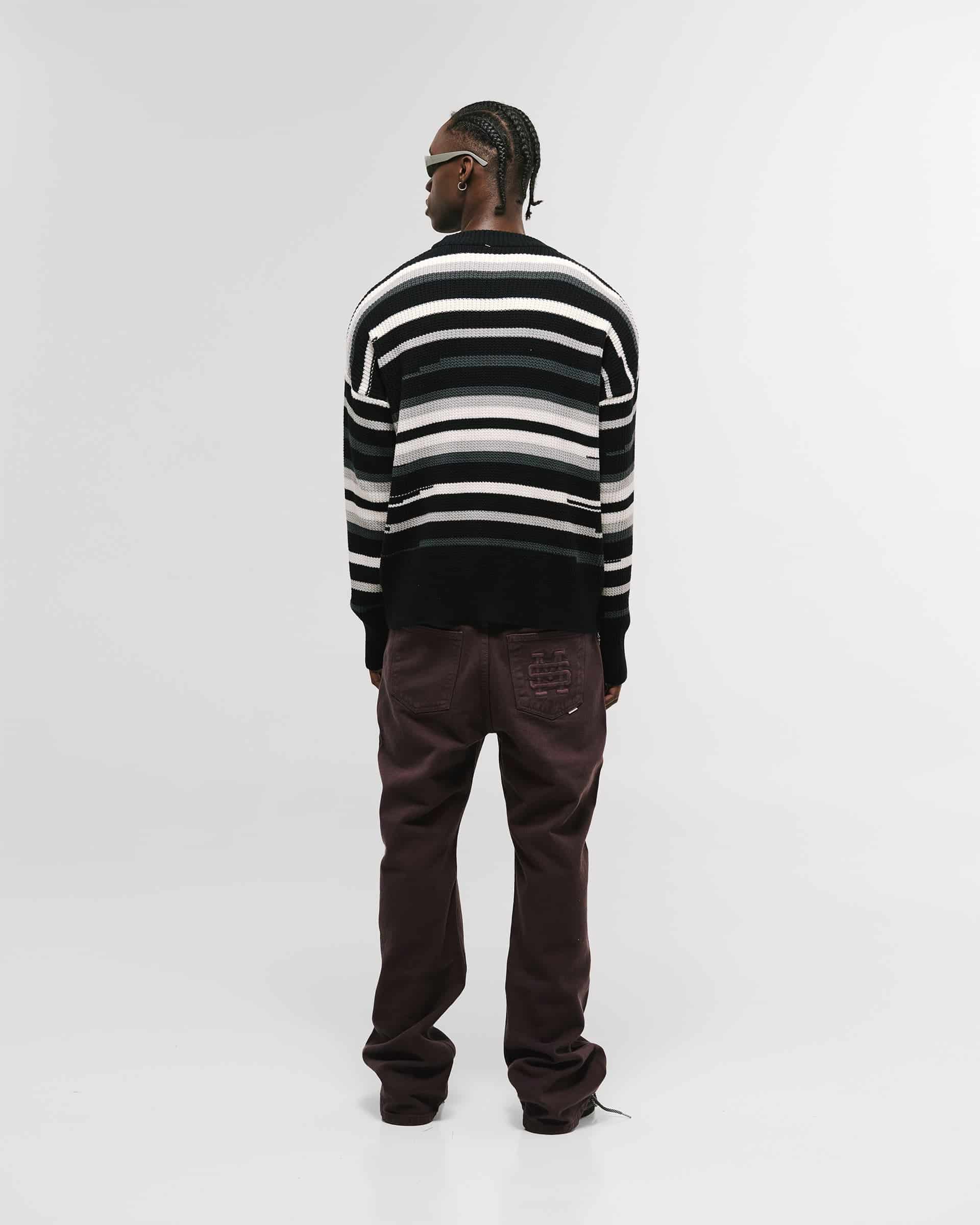 Striped Knitwear Sweater – Negro, Crema y Gris - miniatura 3