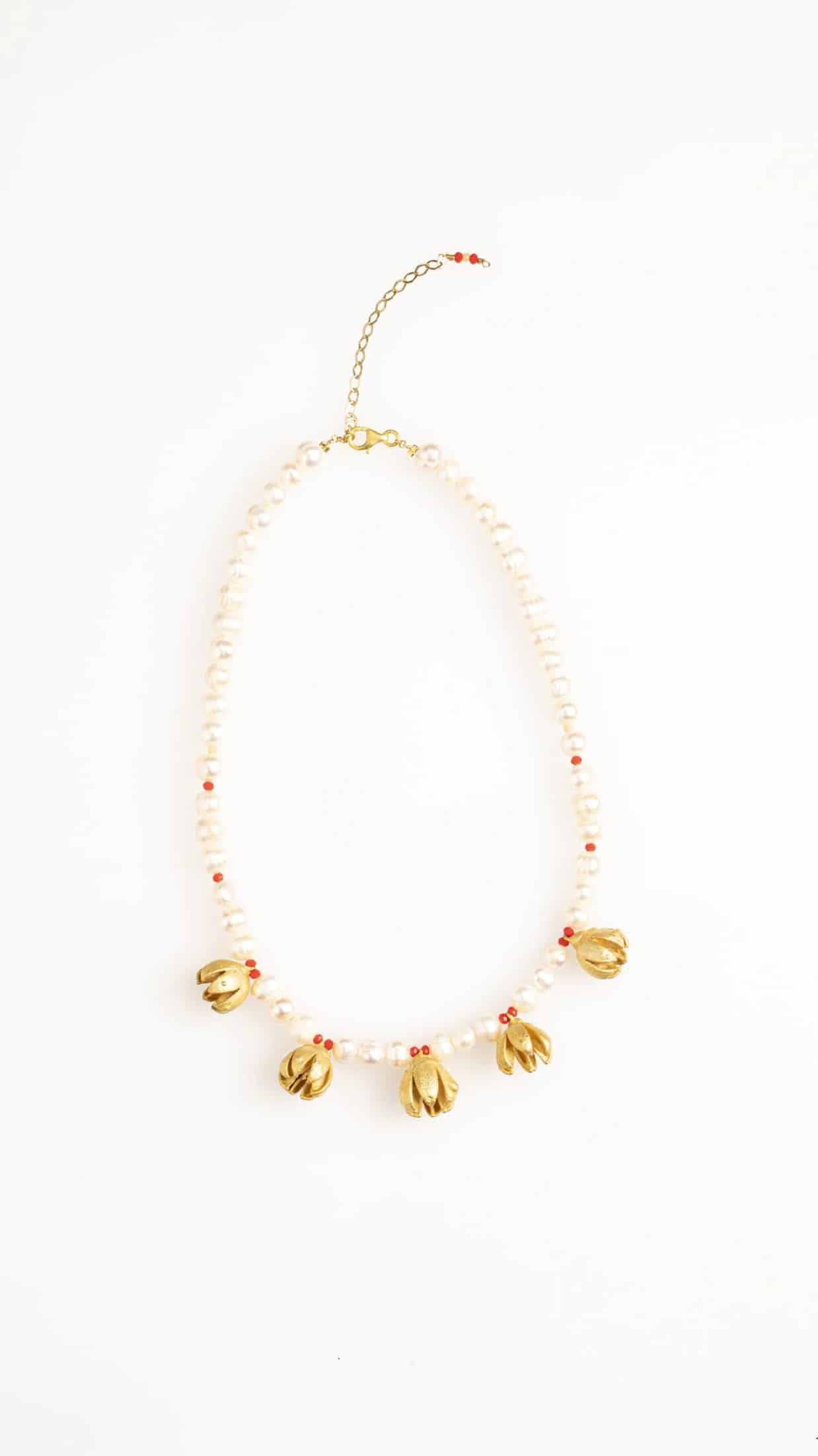 COLLAR CORTO SEMILLAS DE ENEBRO Y PERLAS - miniatura 1
