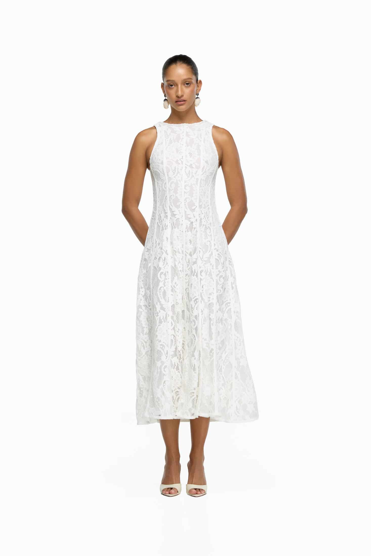 ANTOINETTE MIDI DRESS WHITE - miniatura 1