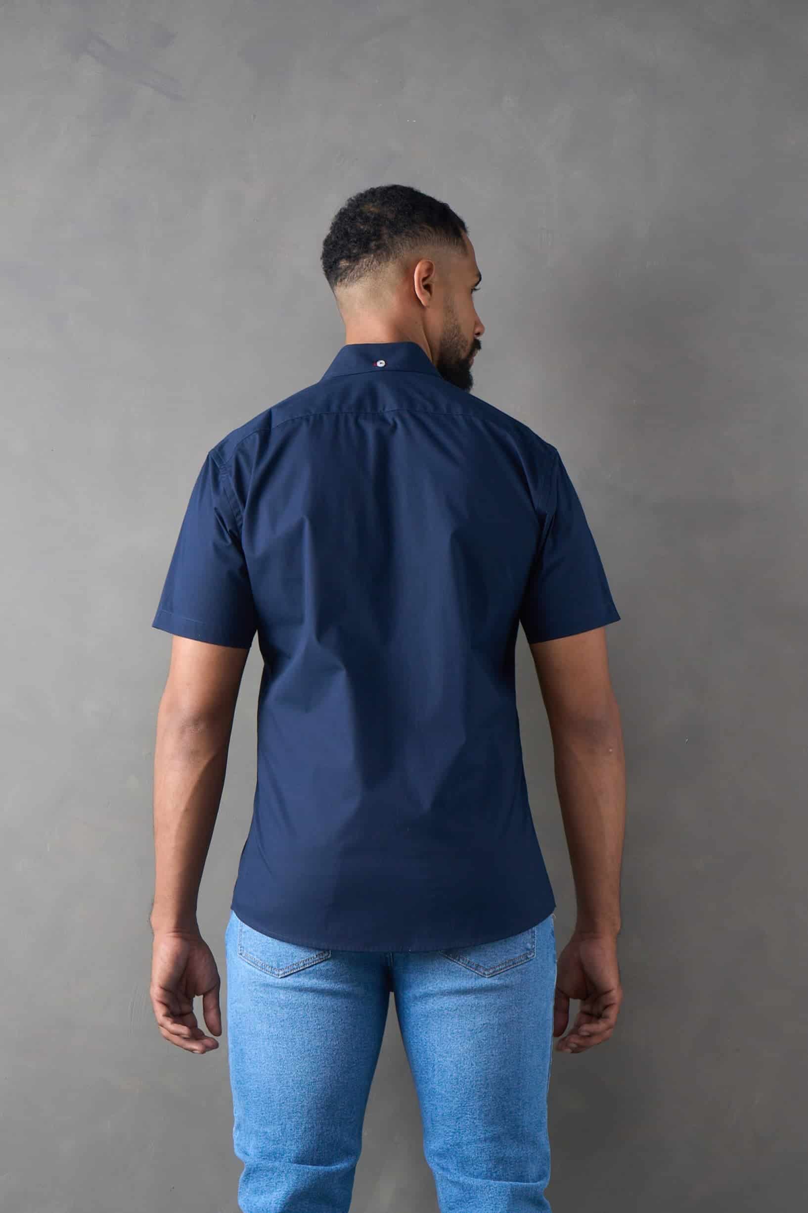 Camisa manga corta slim fit navy - miniatura 2