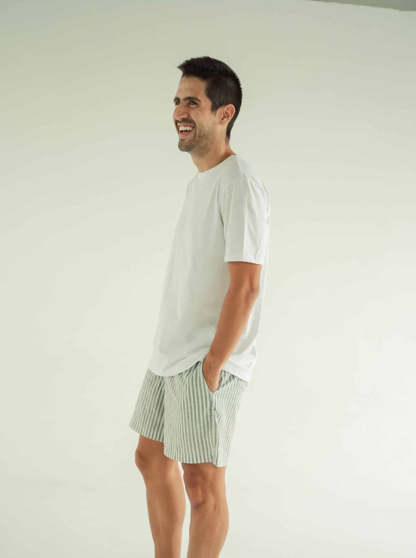 Pijama Pantaloneta Resort Rayas - Militar - miniatura 5