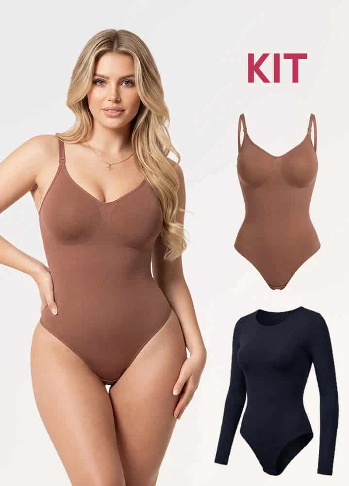 Kit 2 Bodys: Tanga Seamless y Manga Larga | Salome 5601 + 5008 | Ant 7001 + 03L5 - miniatura 1