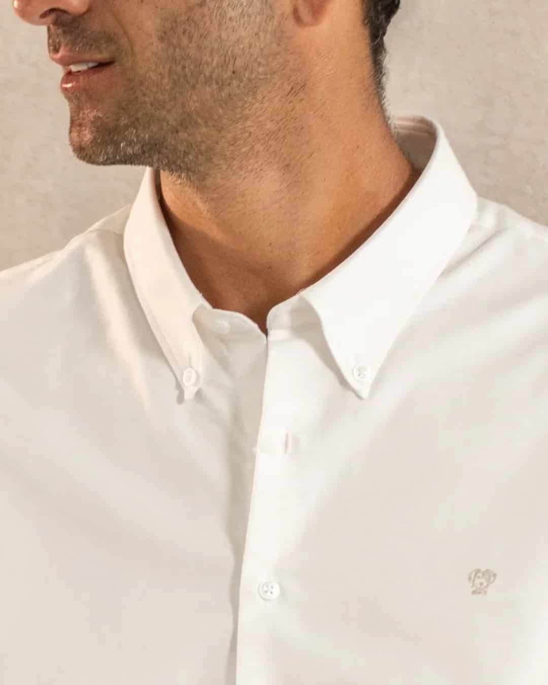 Camisa Antimanchas Oxford Blanco Logo Beige - miniatura 5