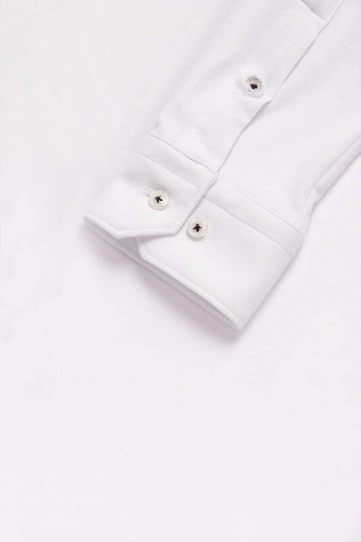 Camisa Piqué Polera Algodón Blanco - miniatura 3