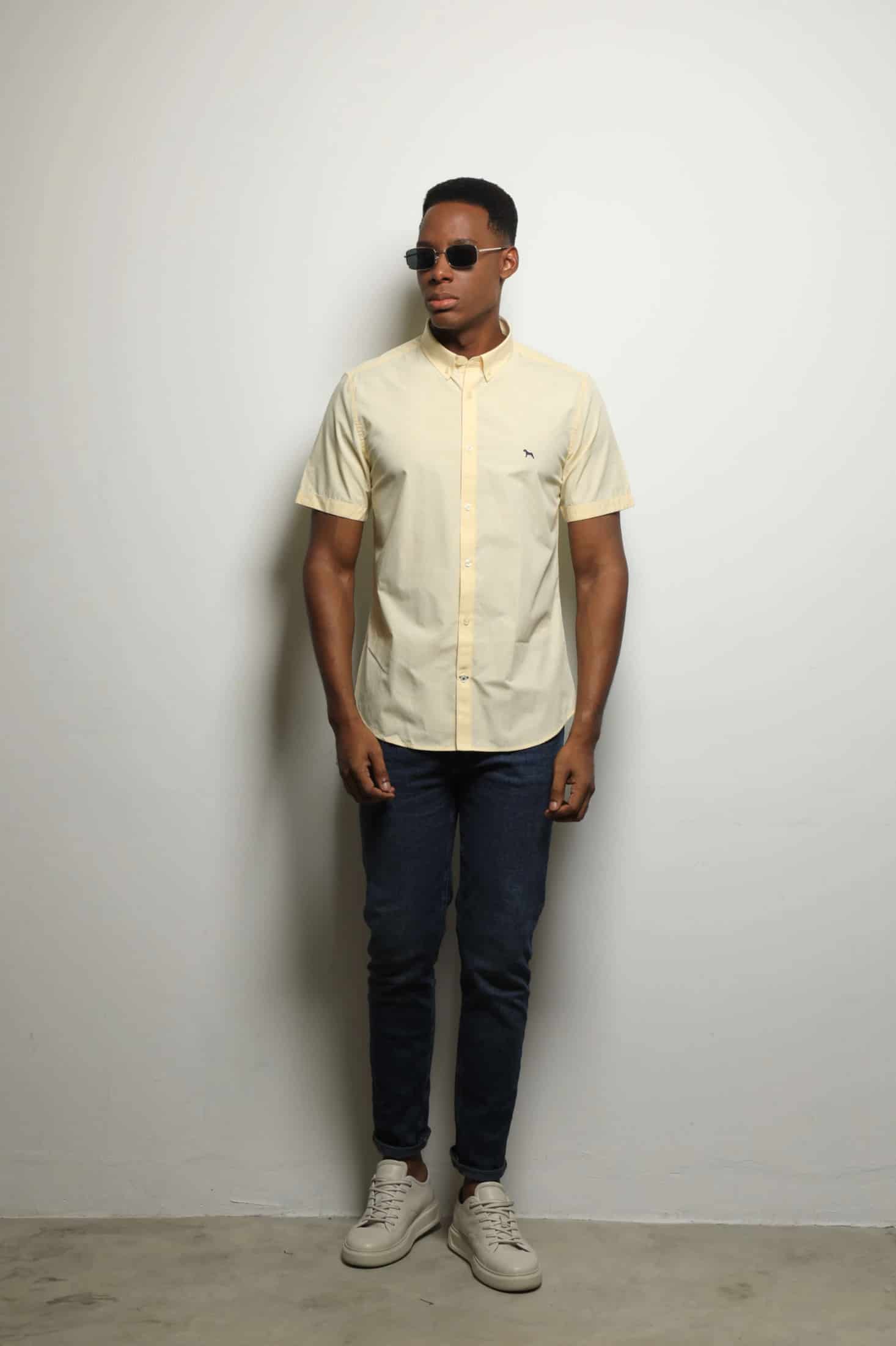 Camisa Manga Corta Cuadros Amarillo - miniatura 1