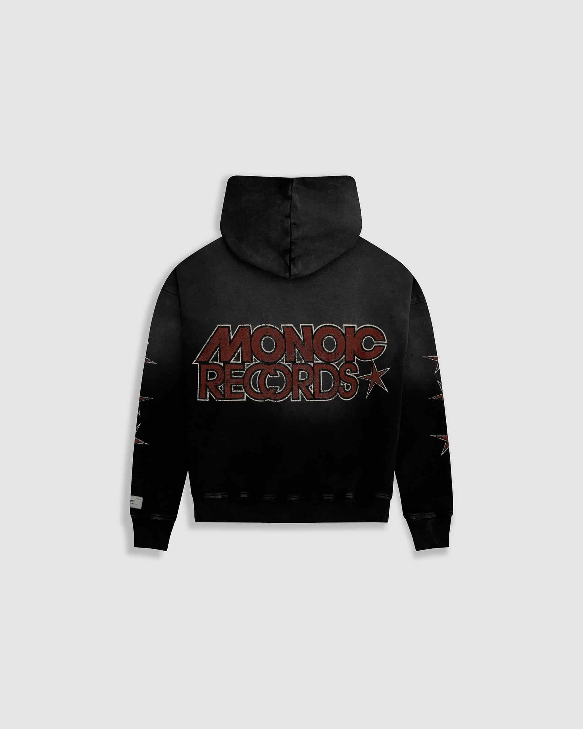 Zip Hoodie Monoic Records - Negro Desgastado - miniatura 8