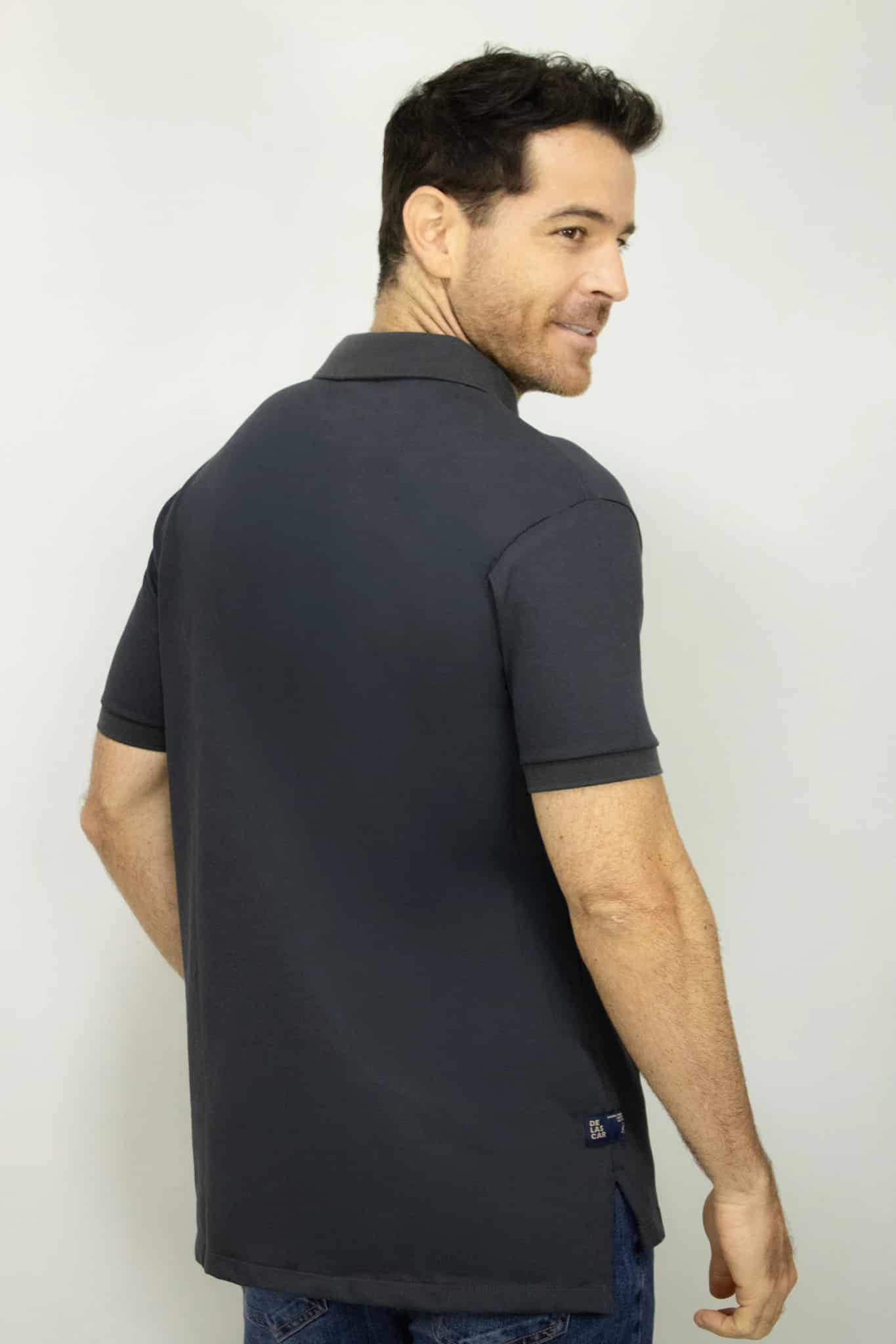 Camiseta Polo Manga Corta Gris Para Hombre - miniatura 3