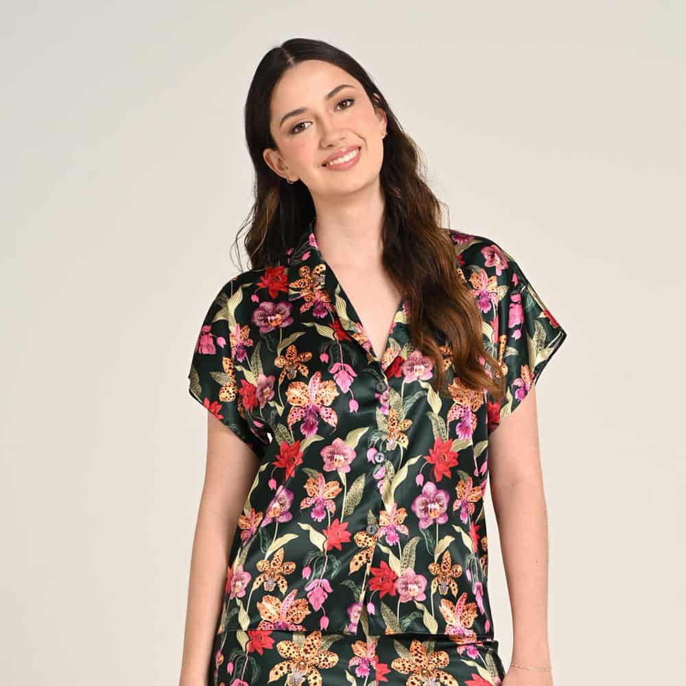 Camisa Manga Corta Escote V Estampado Cordillera - miniatura 1