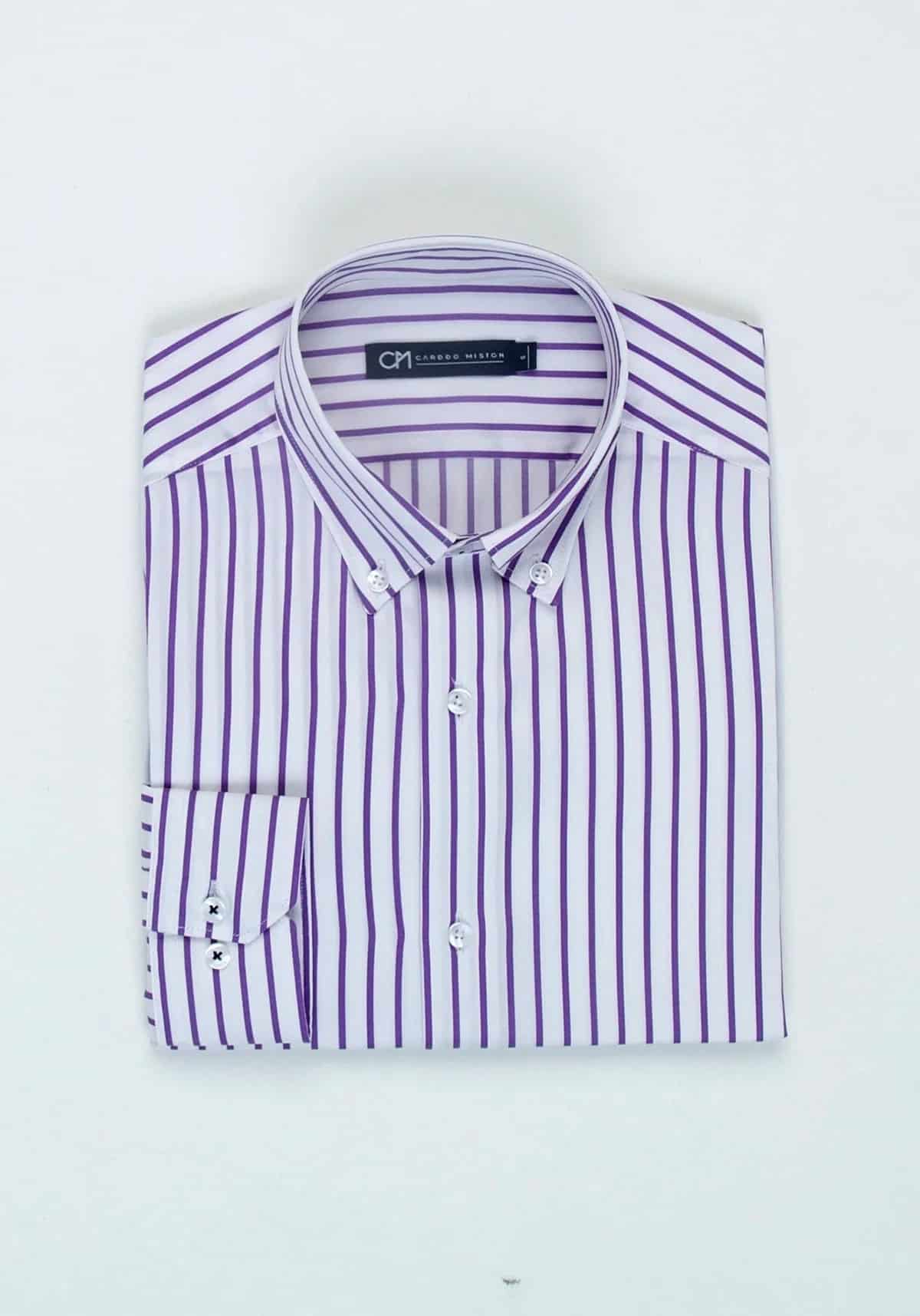 Camisa Sarga Raya Algodón Lila - miniatura 5