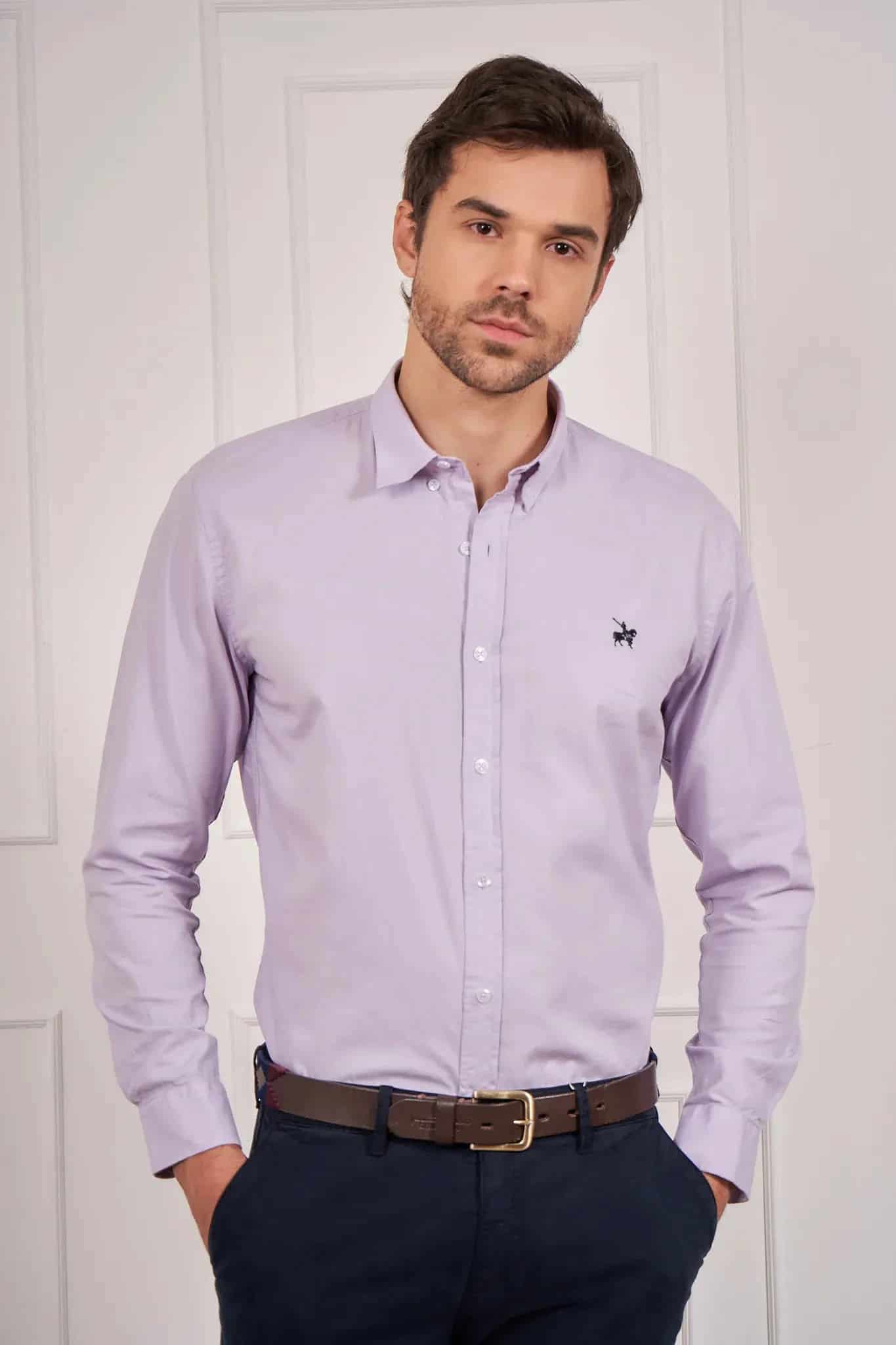 Camisa Oxford Hombre Lila - miniatura 1
