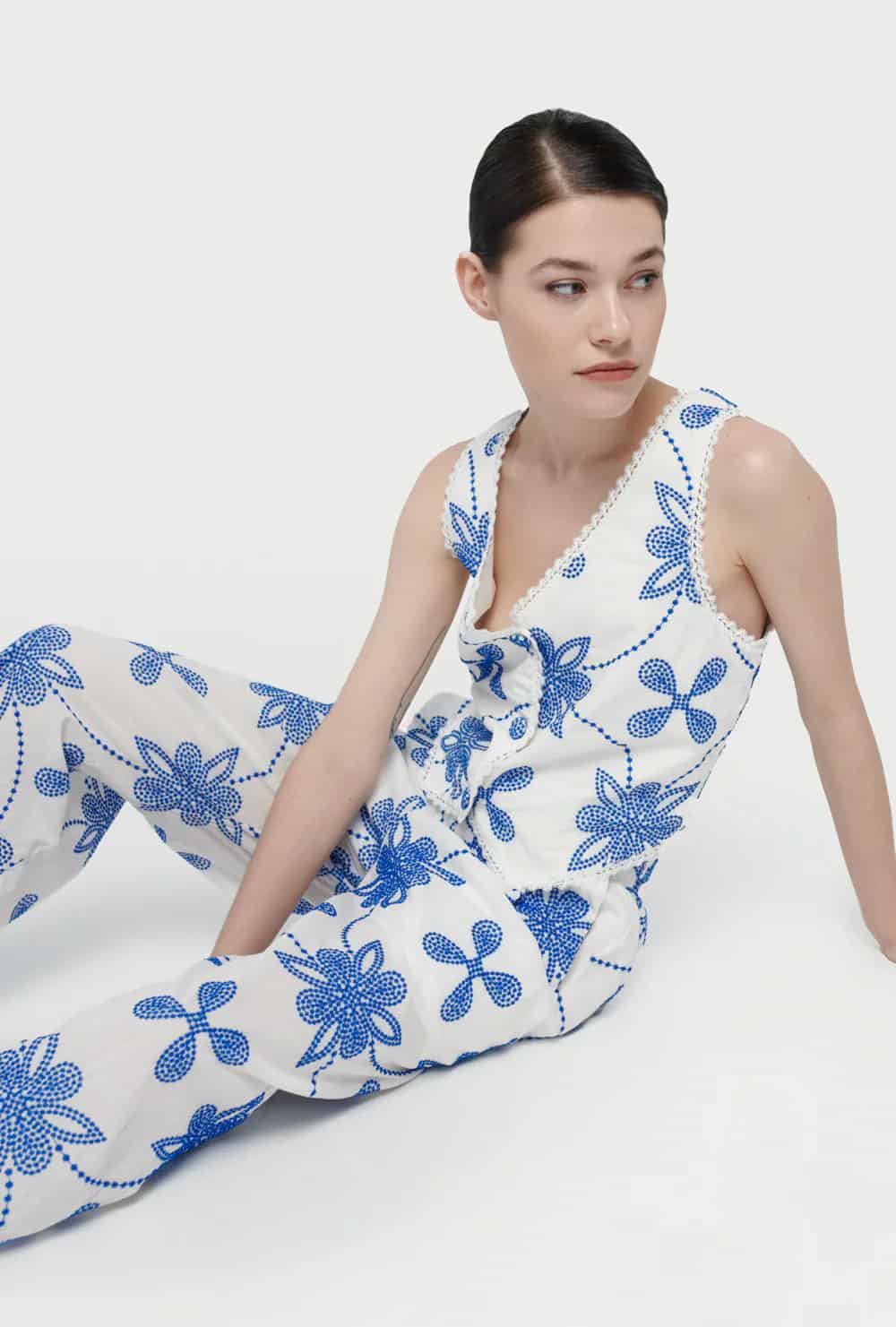 DAPHNE PANTS WHITE/BLUE - miniatura 3