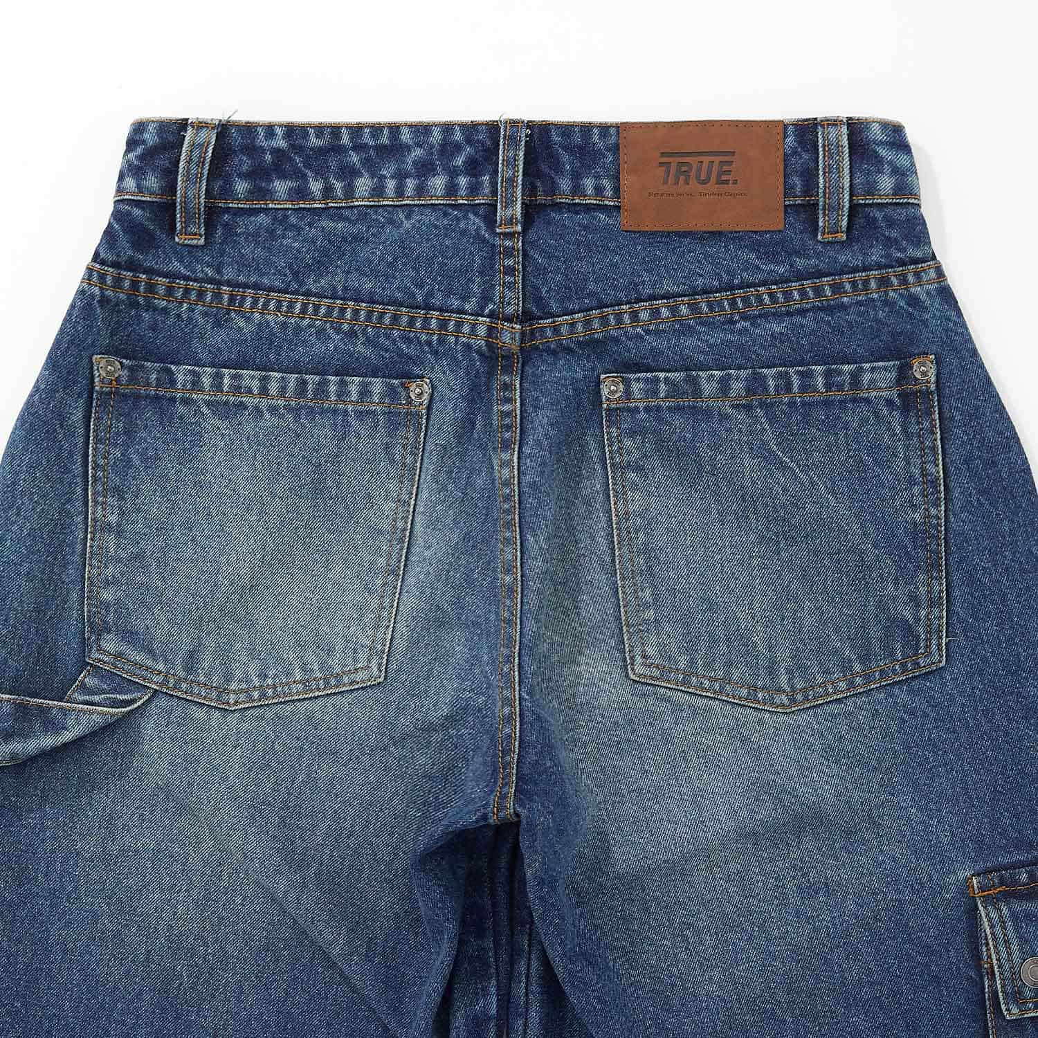 Cargo Multi-Pocket Denim Pants - Deep Blue - miniatura 6