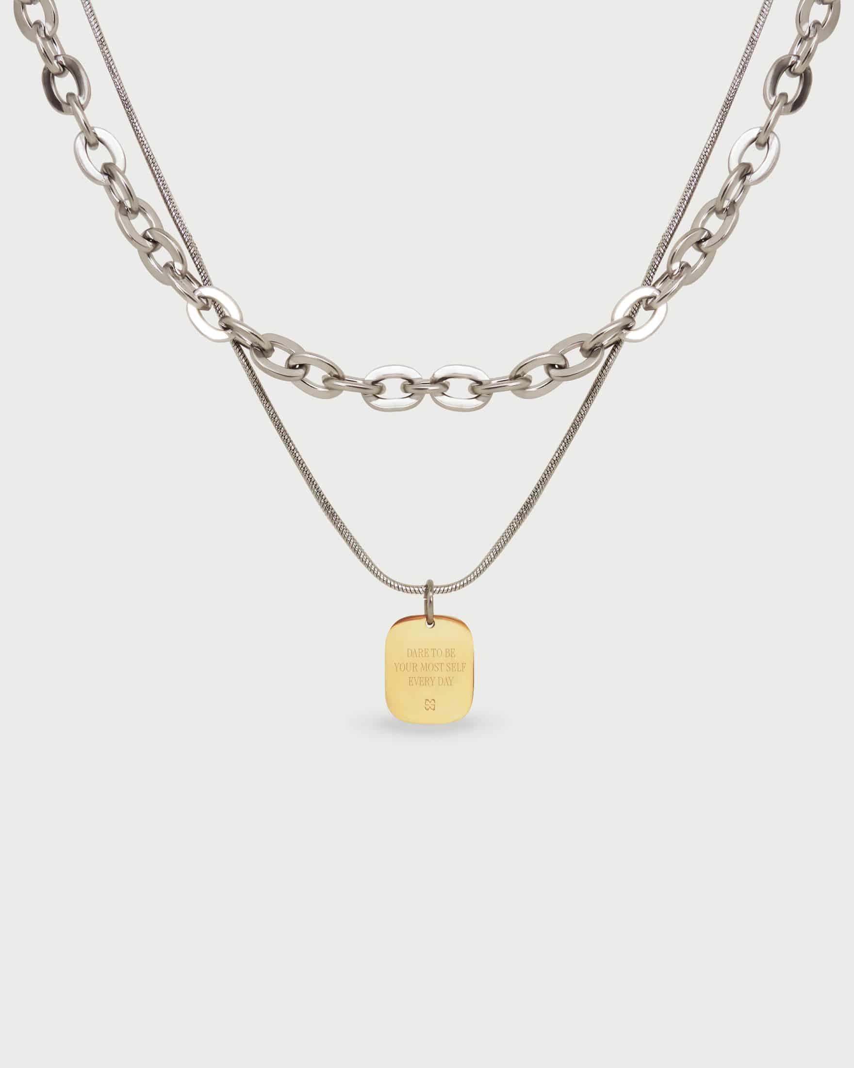 Collar Doble Dije Oro - Acero Inoxidable - miniatura 1