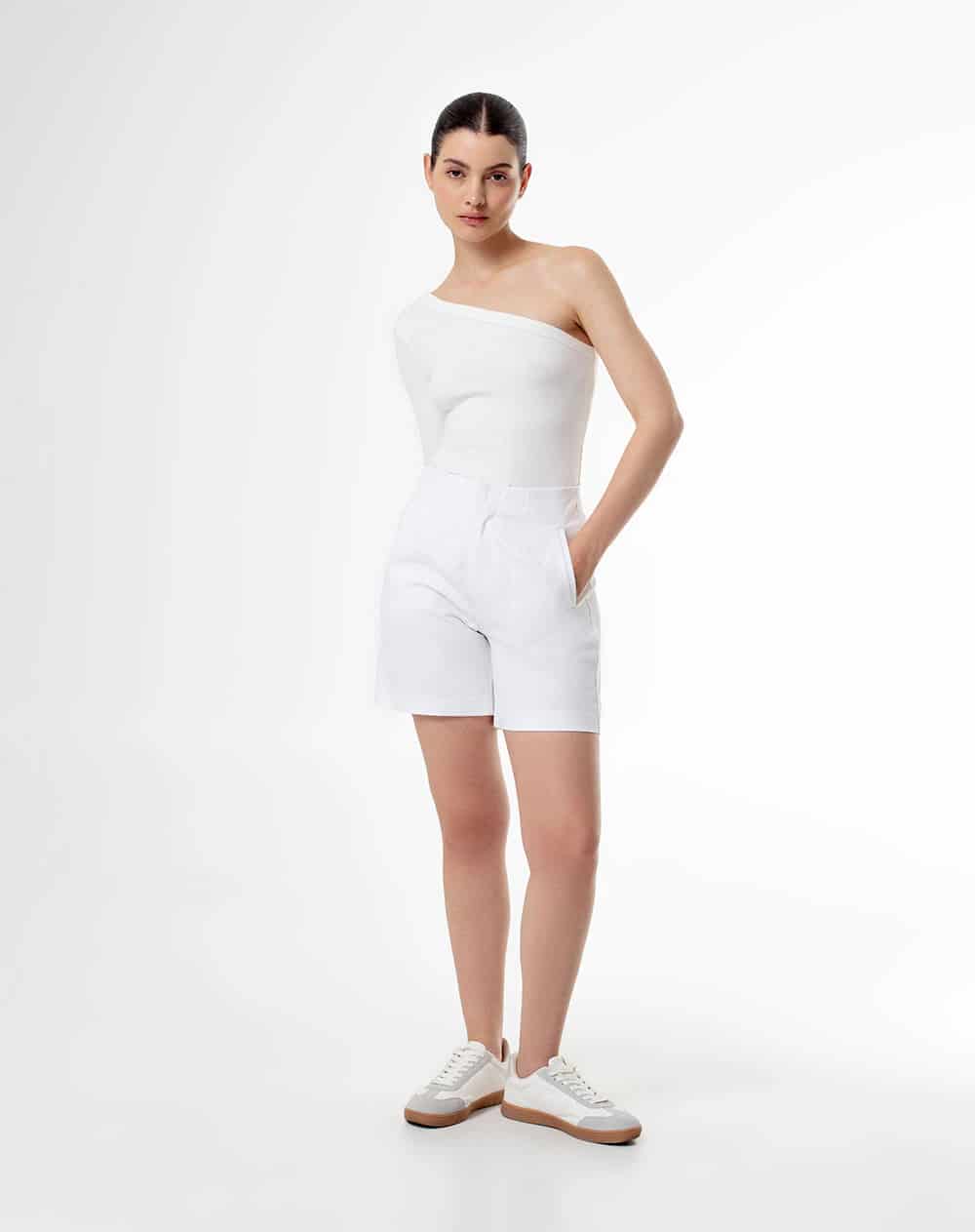 Camibuzo un solo hombro slim blanco mujer - miniatura 4