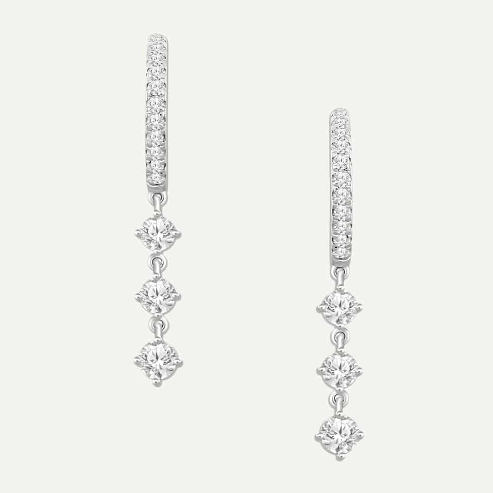 Arete Huggie 3 piedras - miniatura 2