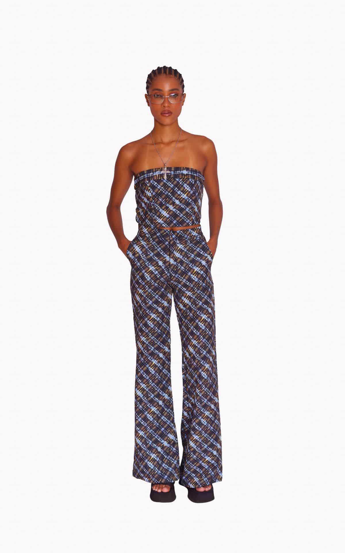 NIGHT GRID STRAPLESS TOP - miniatura 4