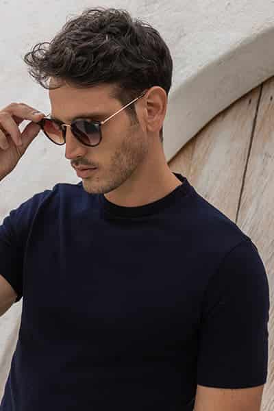 CAMISETA DE PUNTO AZUL OSCURA - miniatura 2