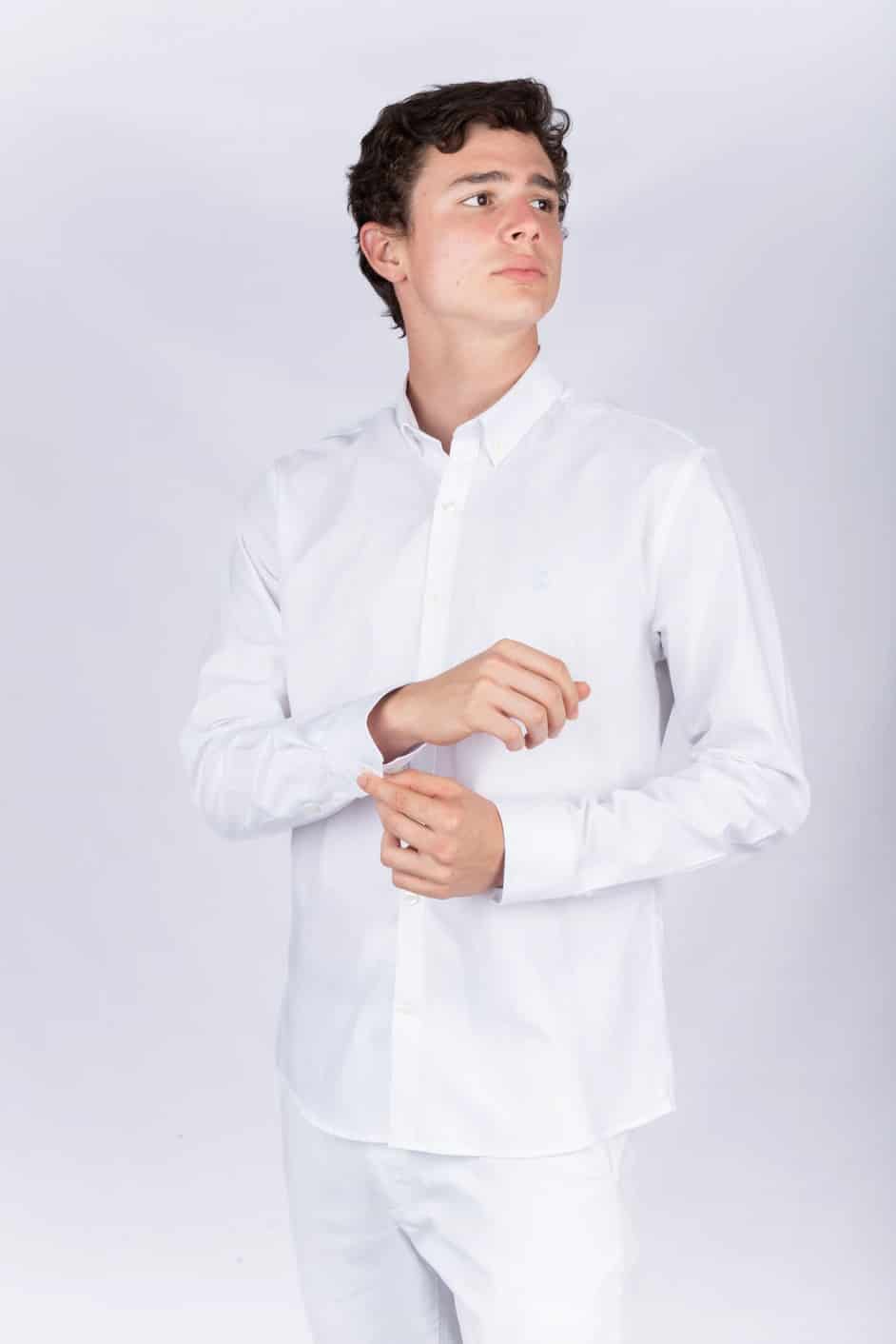 Camisa Oxford Blanca A Azul R - miniatura 1
