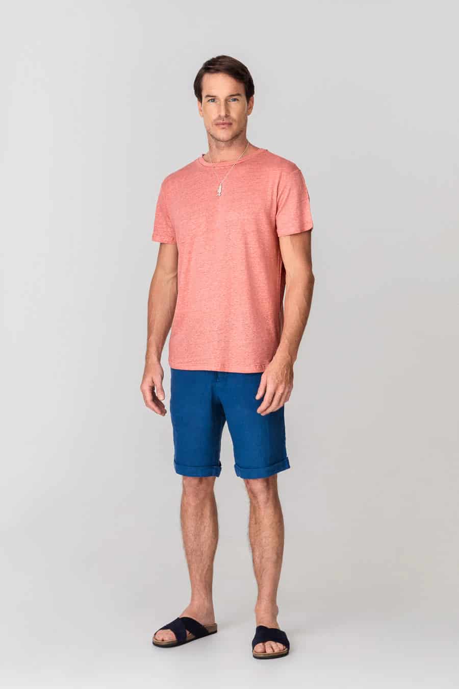Men's linen t-shirt red - miniatura 1