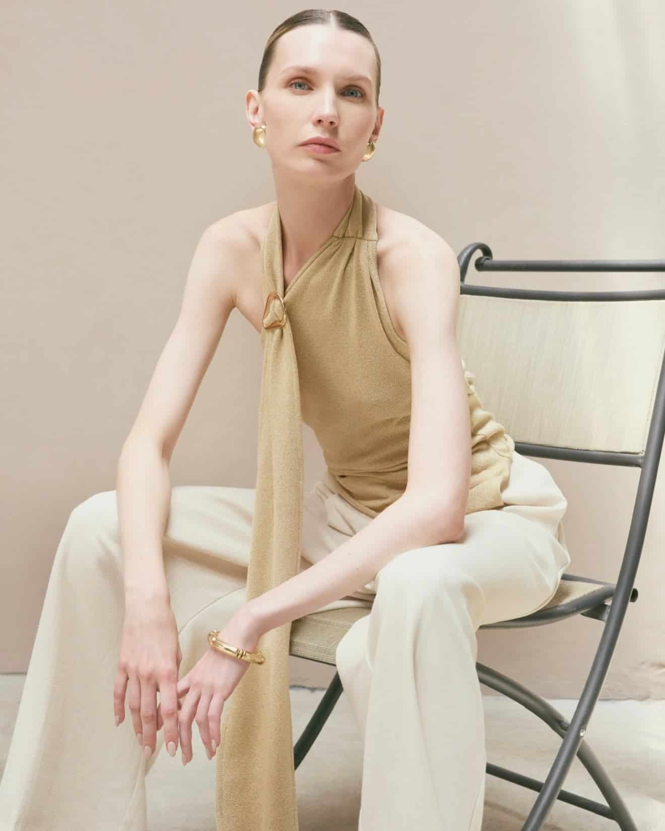 Top Afrodita Beige-Dorado - miniatura 3