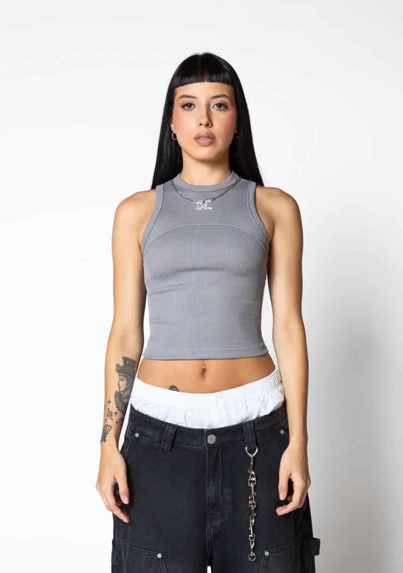 Dopamine grey rib tank top - miniatura 8