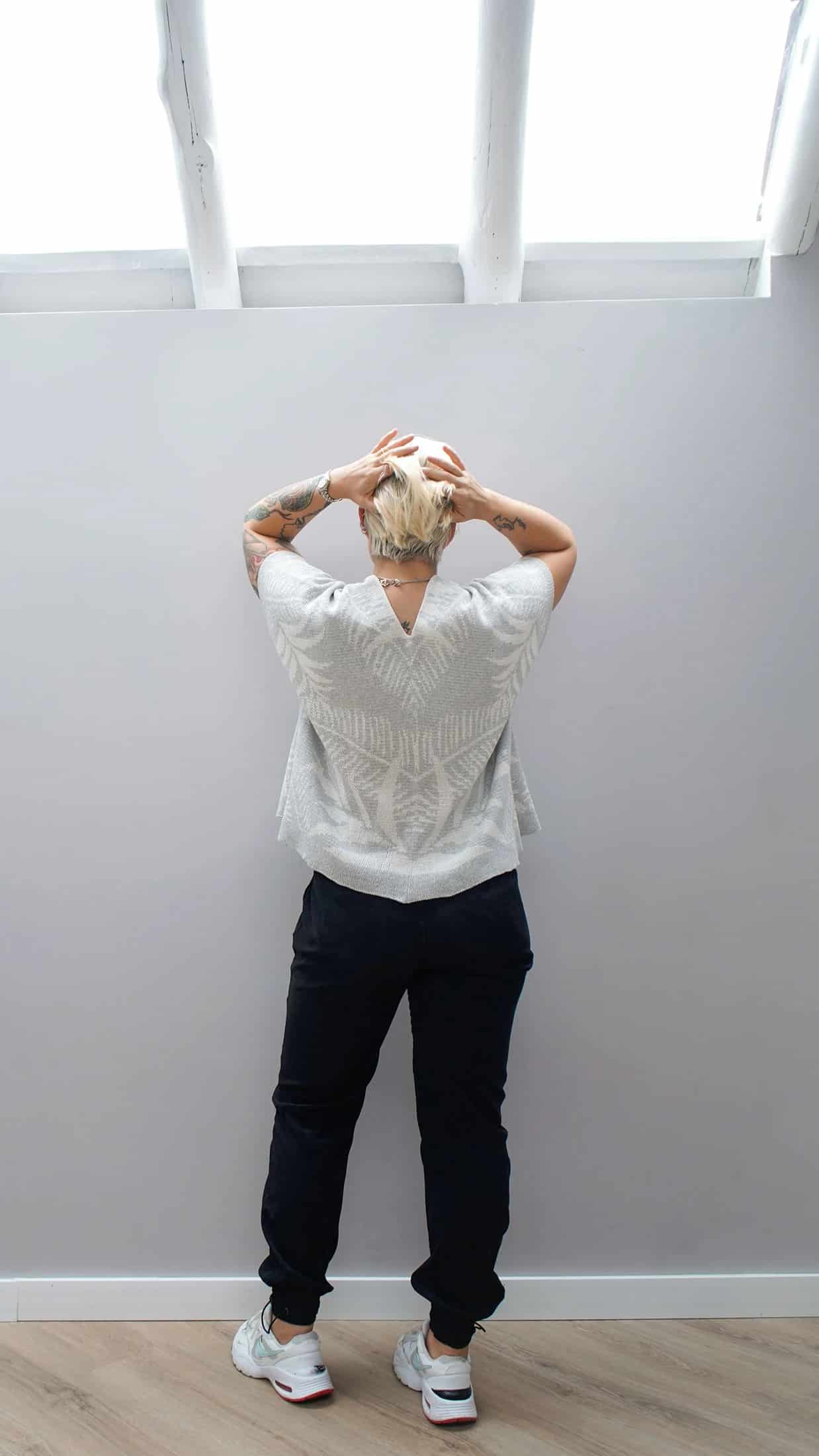 Blusa Palmas - gris claro y crudo - miniatura 8