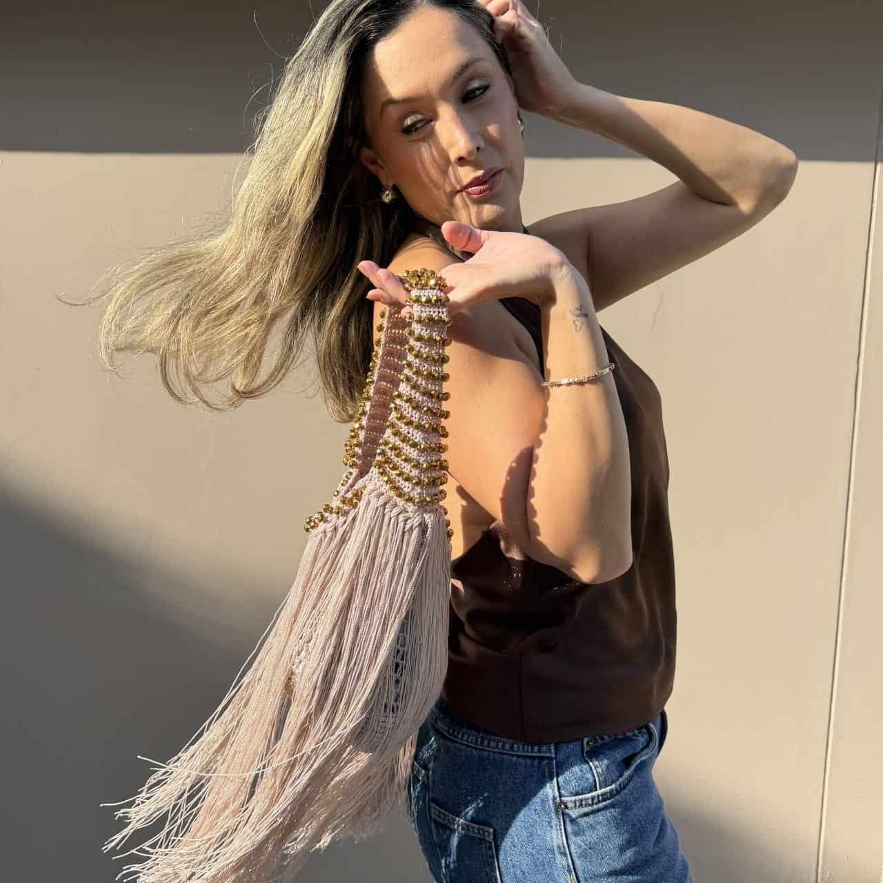 The Cascade Fringe Bag Luxury Handmade Statement Hand Bag - miniatura 3
