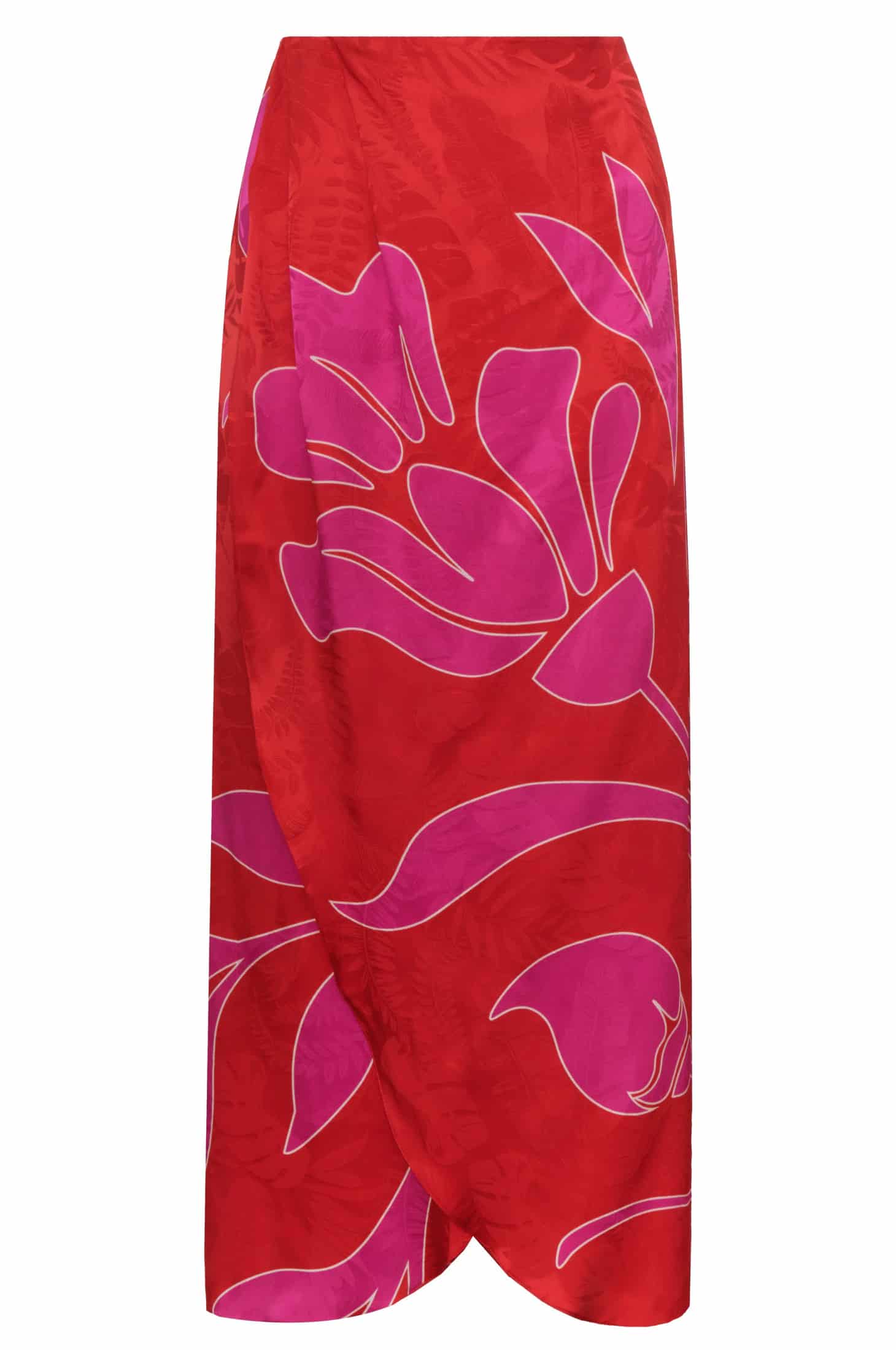 Amaime Silk Jacquard Midi Skirt / Red & Fuchsia Maxi Buganvilia - miniatura 1