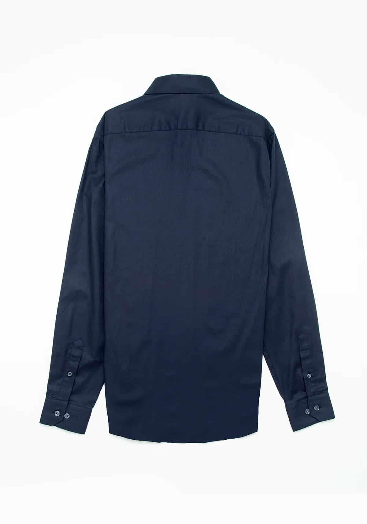 Camisa Dobby Espina de Pescado Algodón Azul Oscuro - miniatura 4