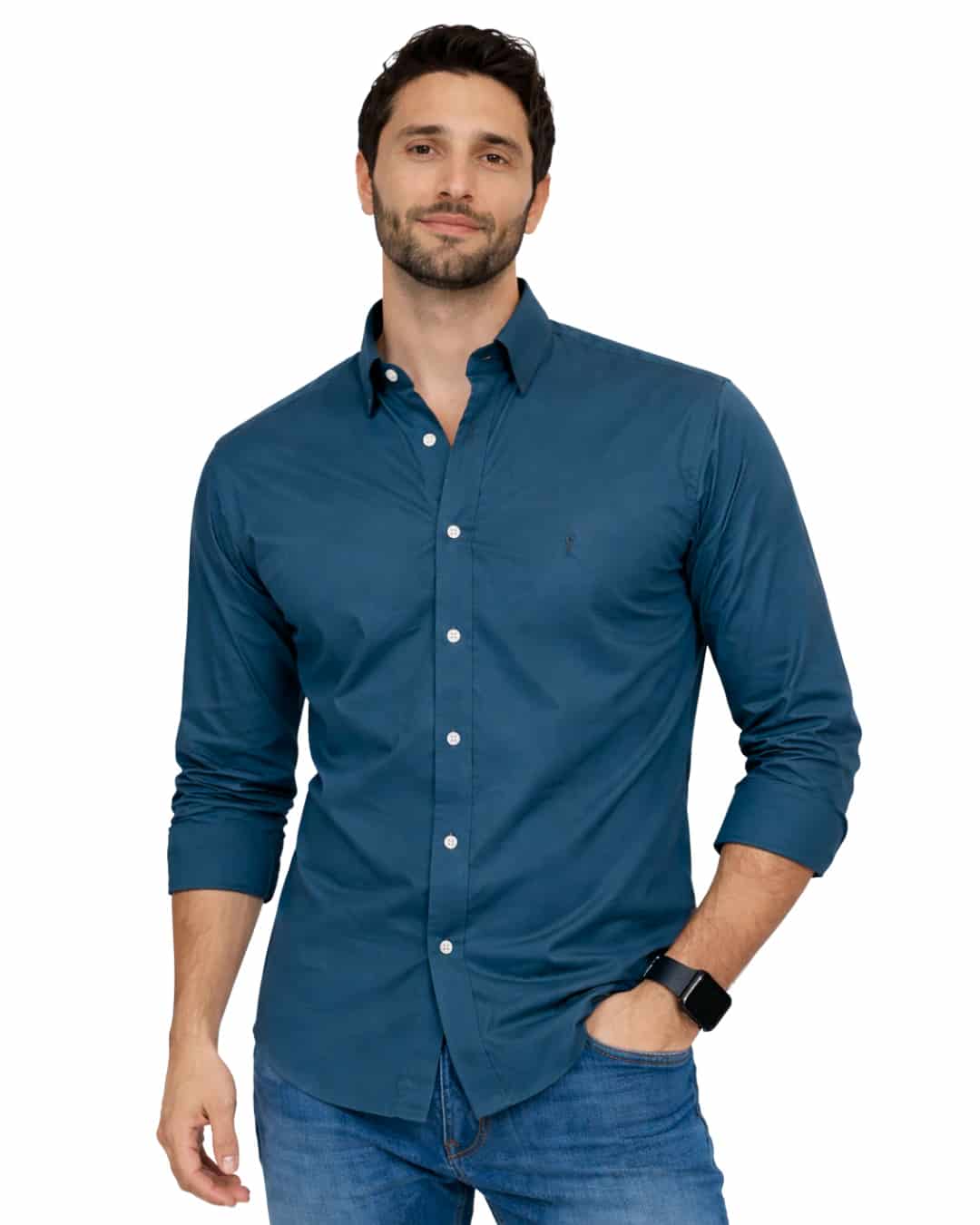 Camisa Berlin Manga Larga Azul Profundo - miniatura 1