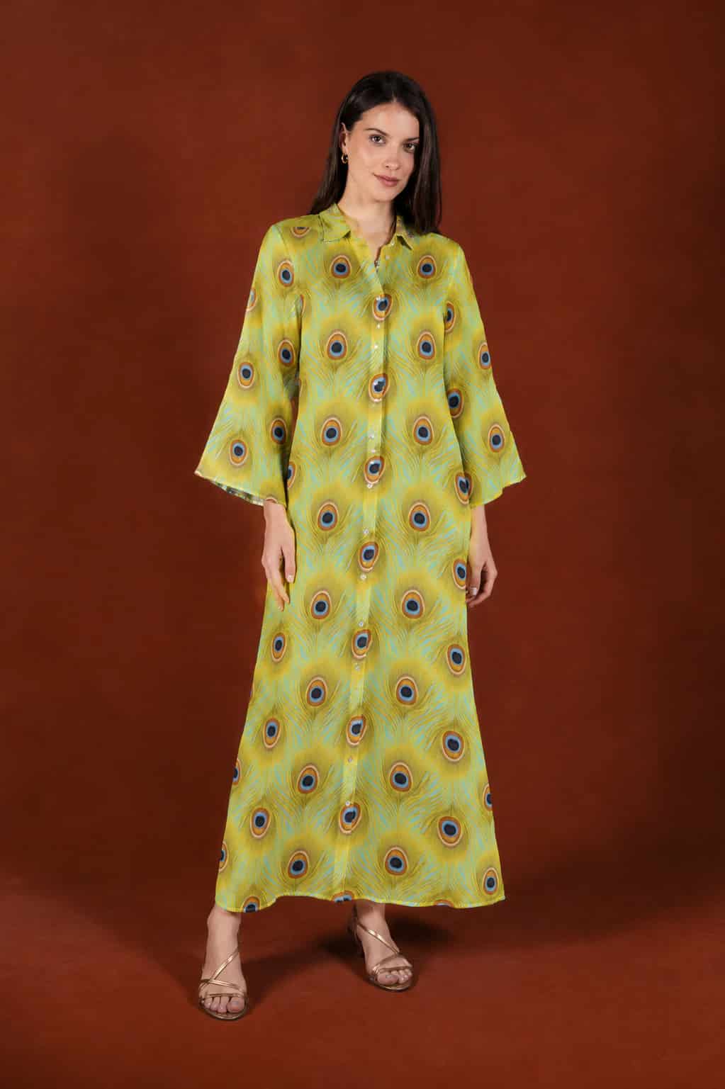 Women's Sacra linen shirt dress yellow - miniatura 1