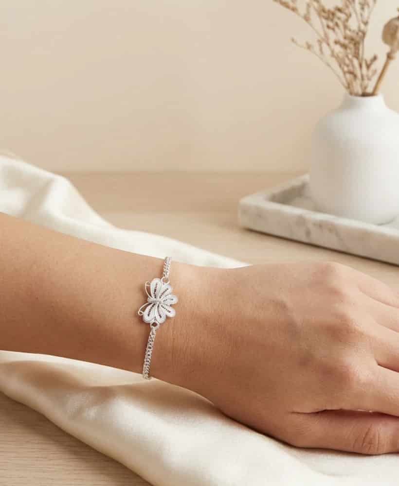 Pulsera mariposa en plata ley 950 - miniatura 2