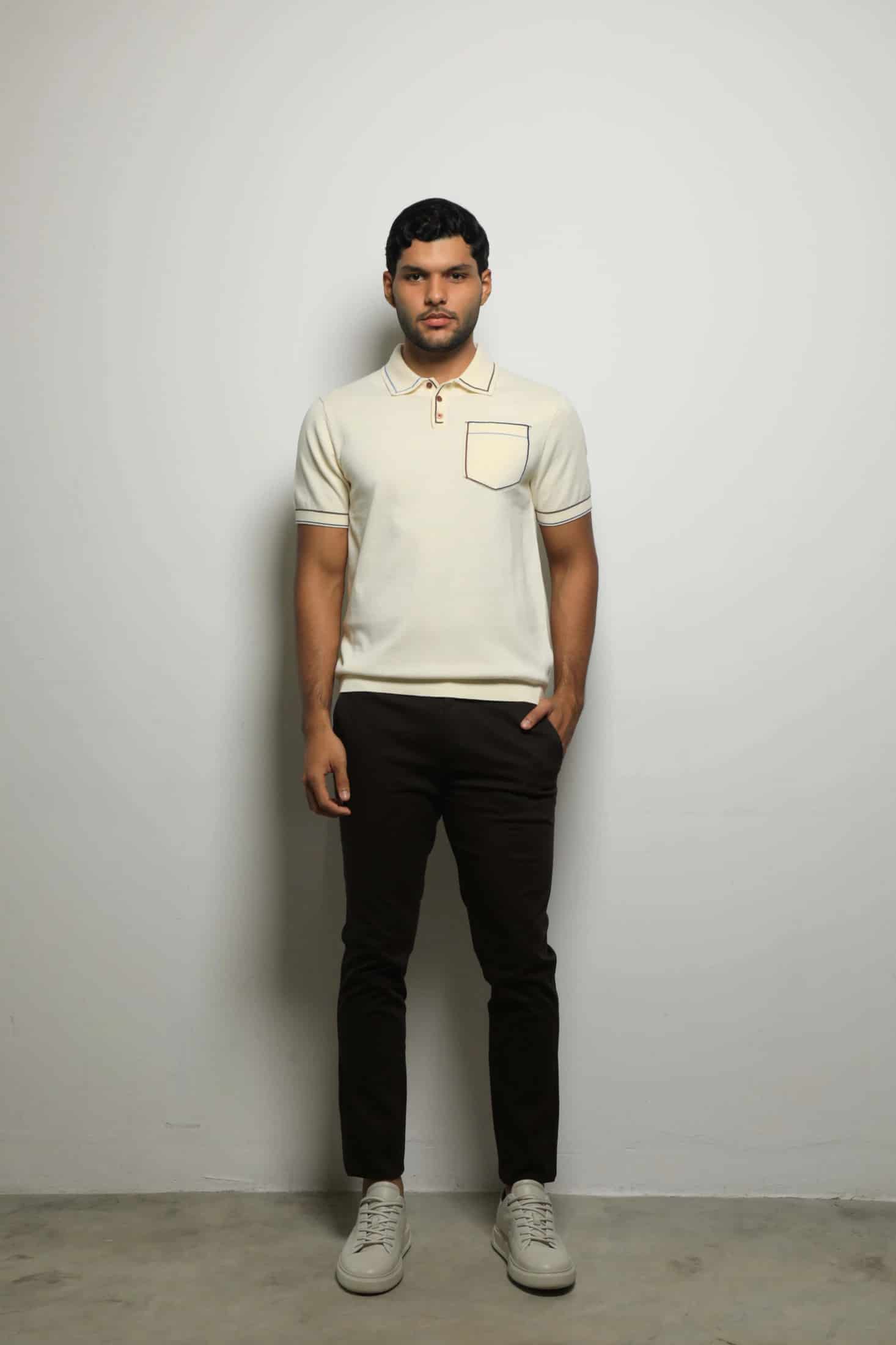 Suéter Tejido Fashion Crema/Bolsillo - miniatura 1