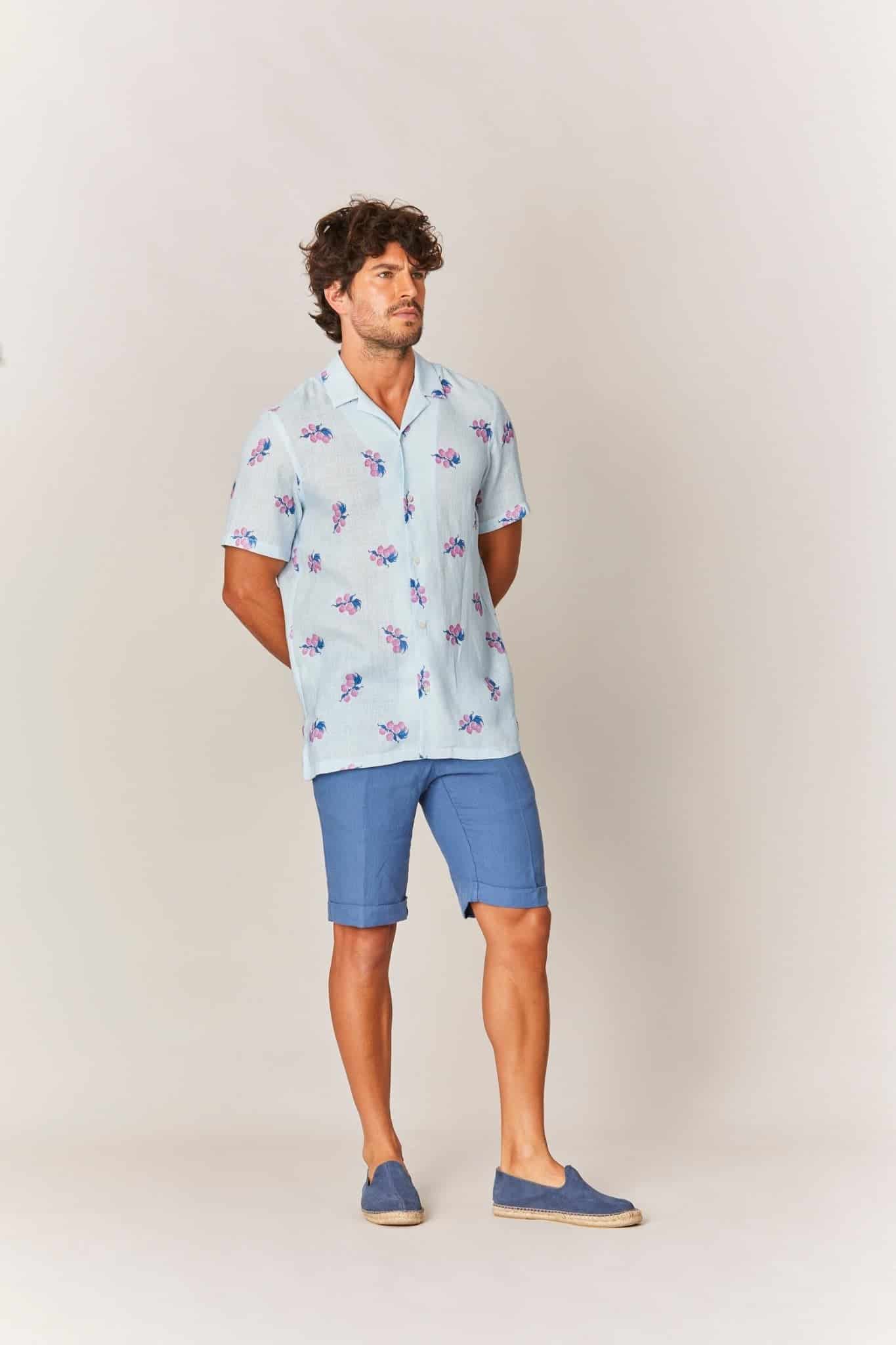 Men's linen shirt pink arezzo - miniatura 2