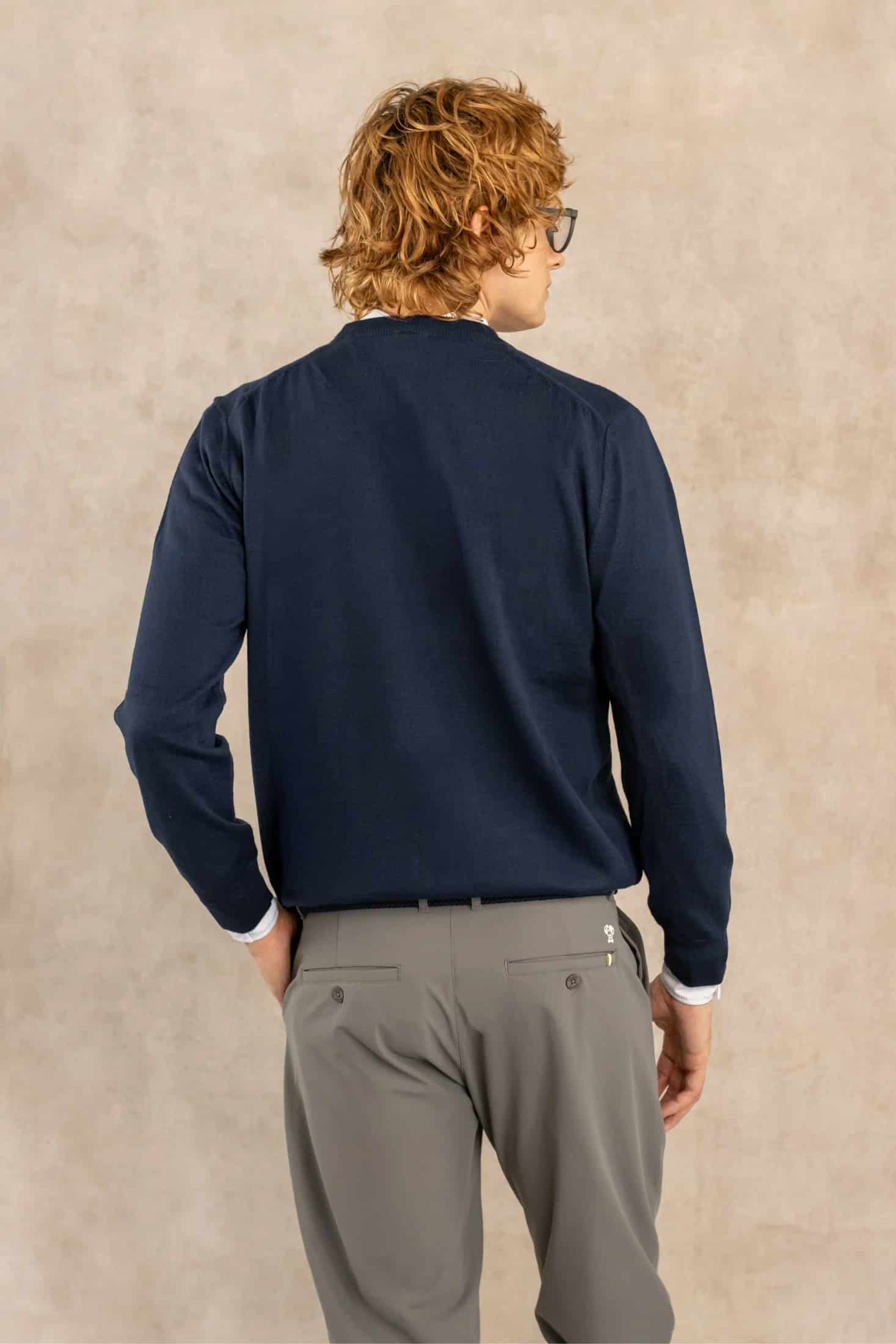 Sueter Merino Antiarrugas Azul Oscuro - miniatura 6