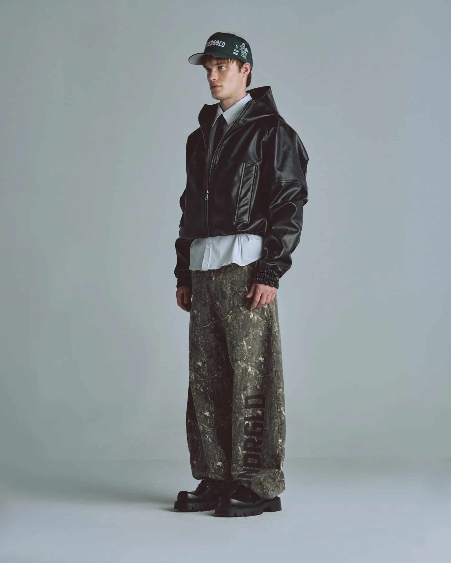 Basics UNDRGLD Leather Zip Up Hoodie Jacket Black - miniatura 6