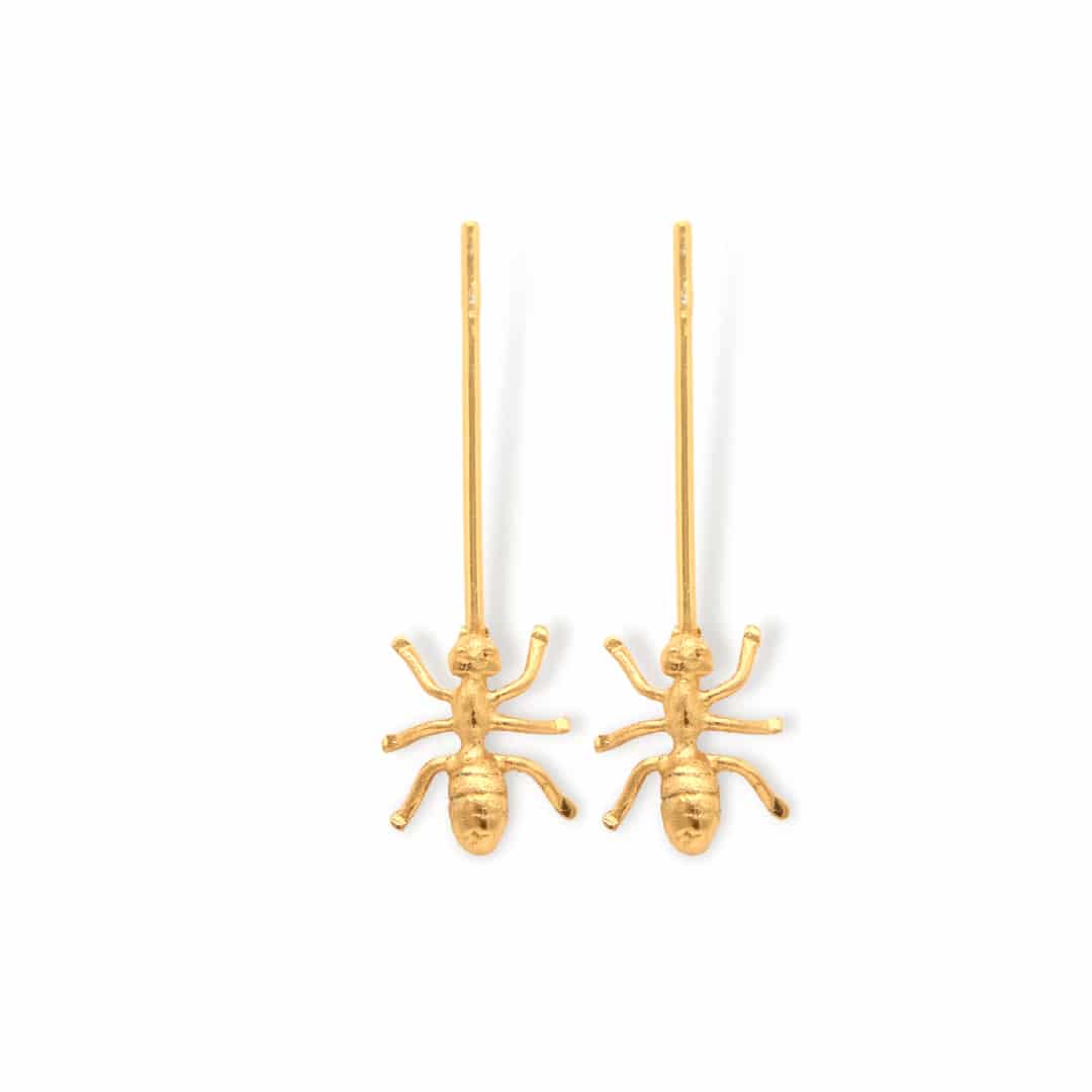 Aretes largos con hormiga pequeña - miniatura 1