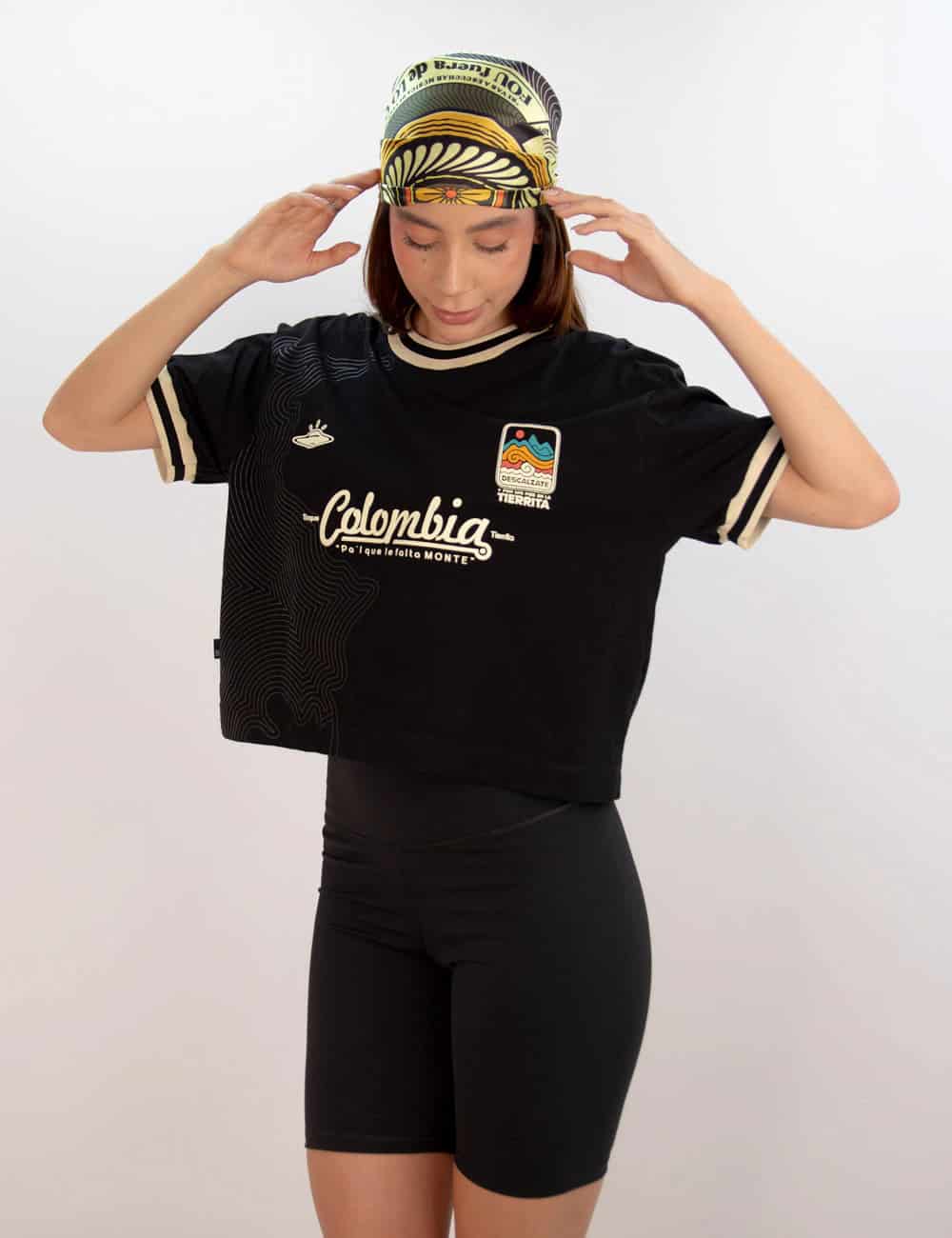Camiseta Oversized Colombia negro Mujer - miniatura 2