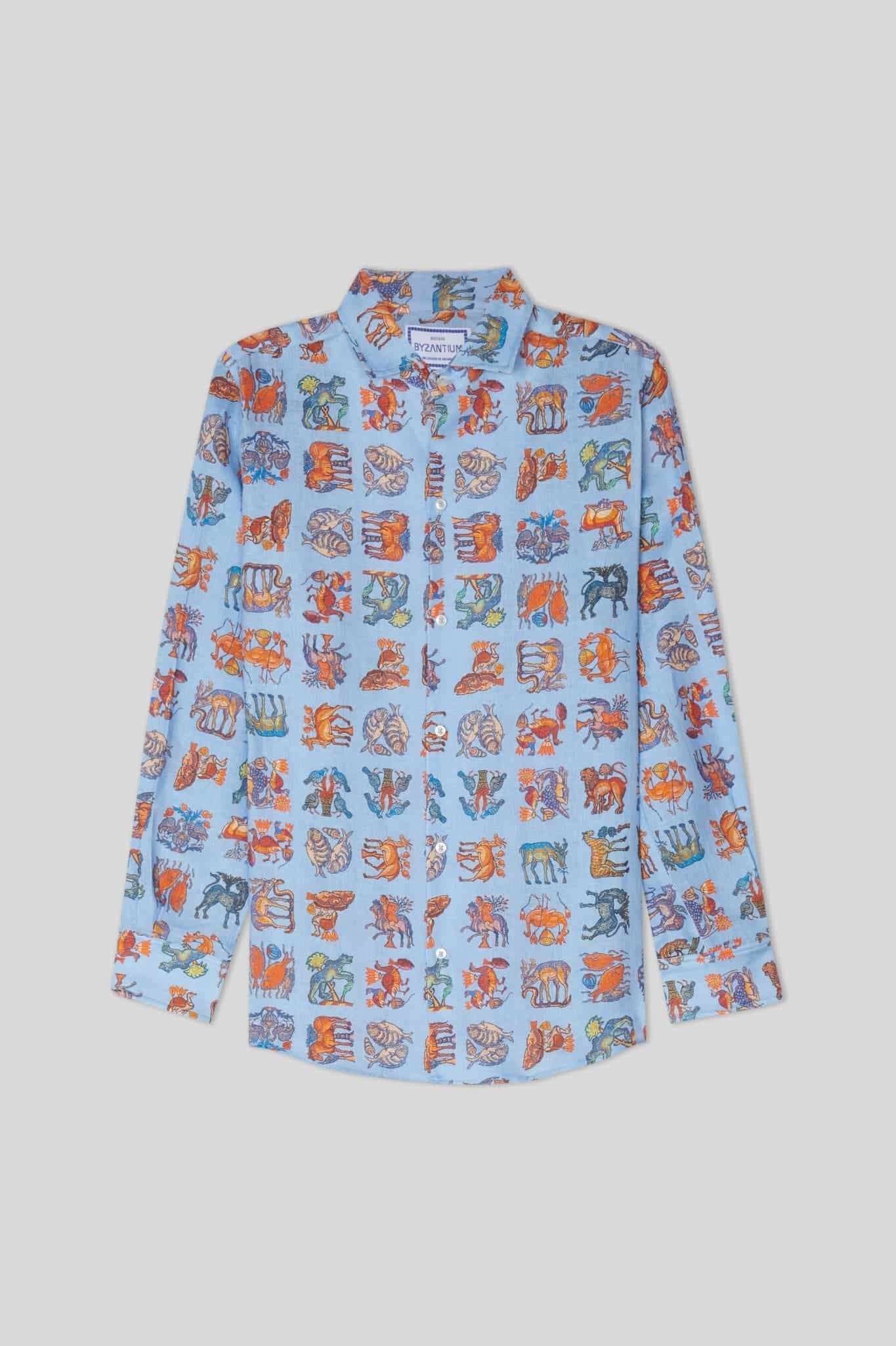 Men's justiniano linen shirt sky blue - miniatura 1