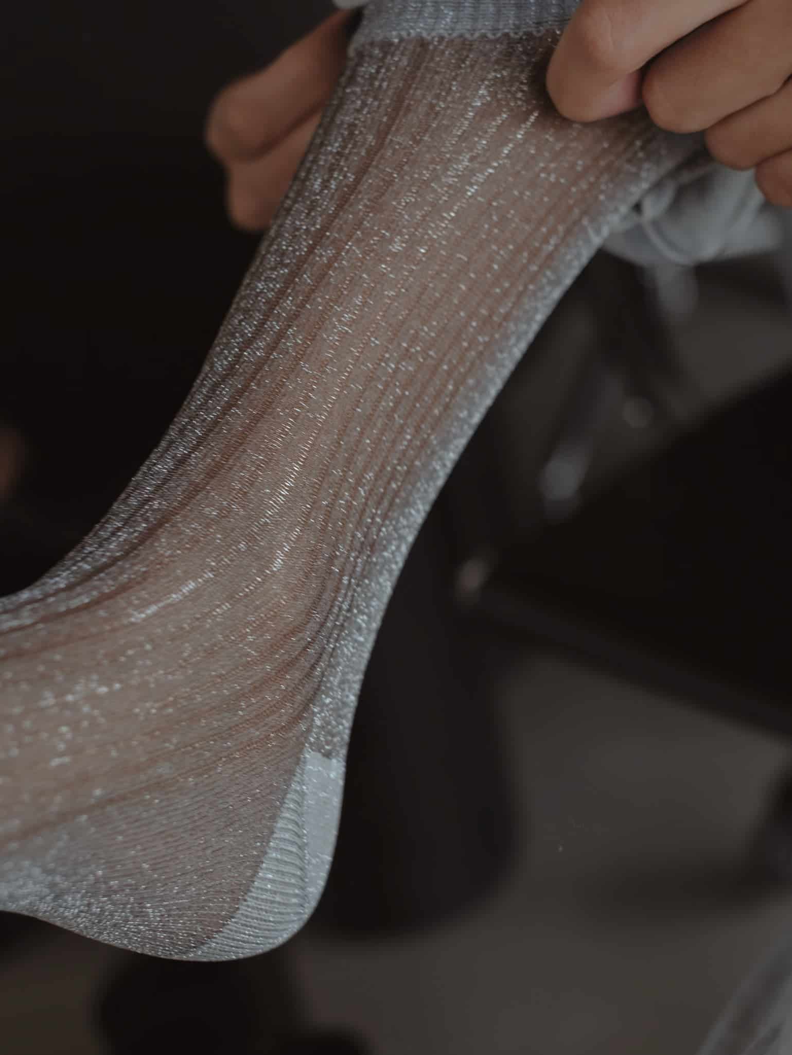 MESH SHINY SOCKS - PLATINUM - miniatura 3