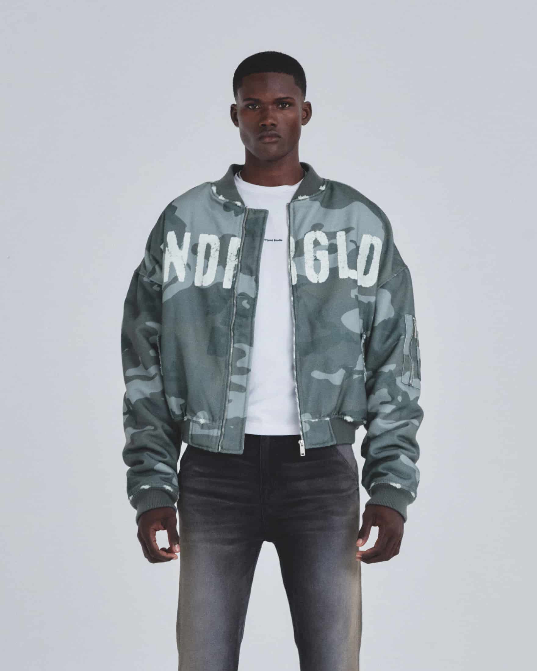 Holy Worn Logo Bomber Jacket Gray Camo - miniatura 2