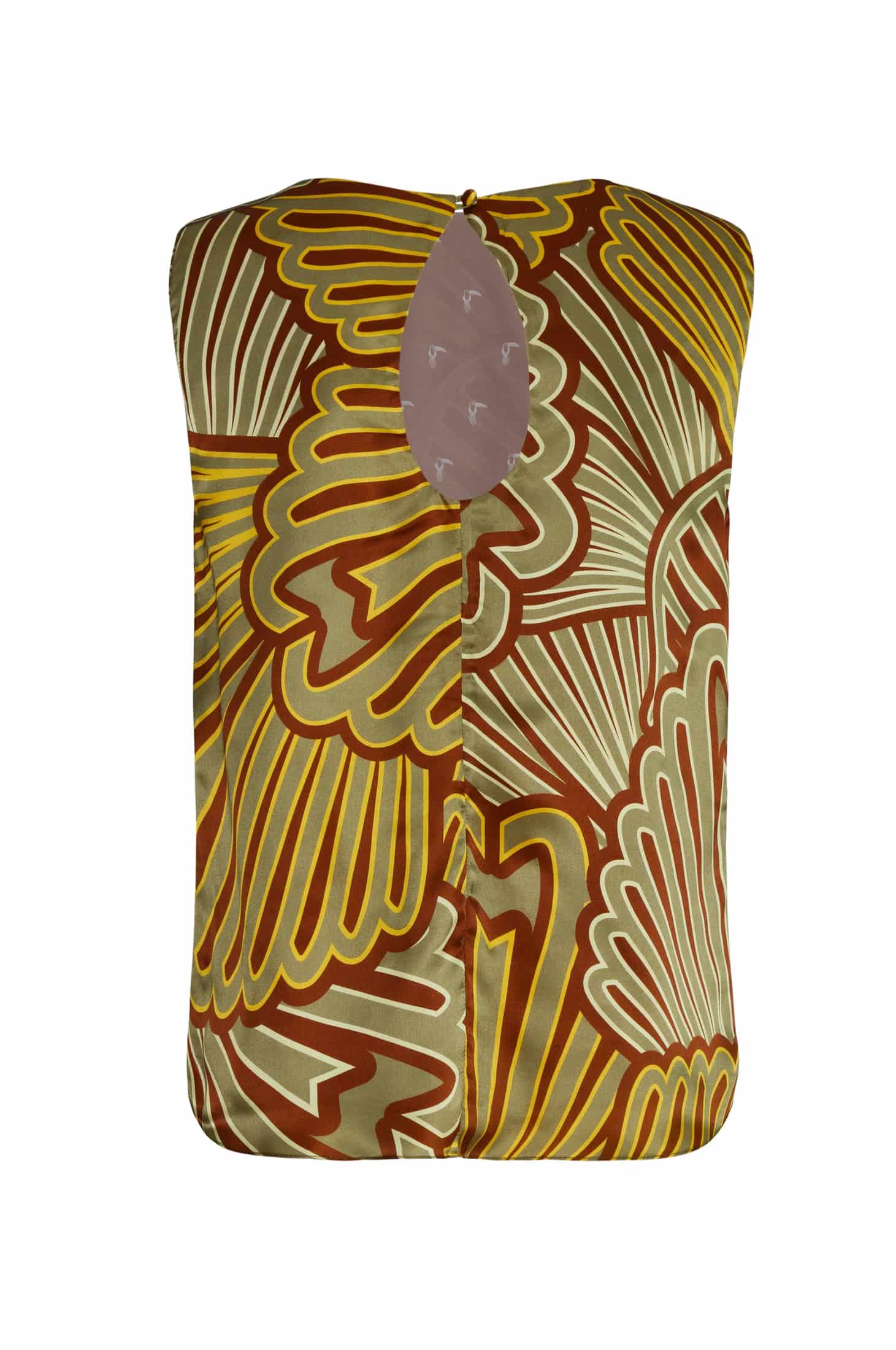 Silvia Satin Silk Blouse / Yellow Intricate Shells - miniatura 3