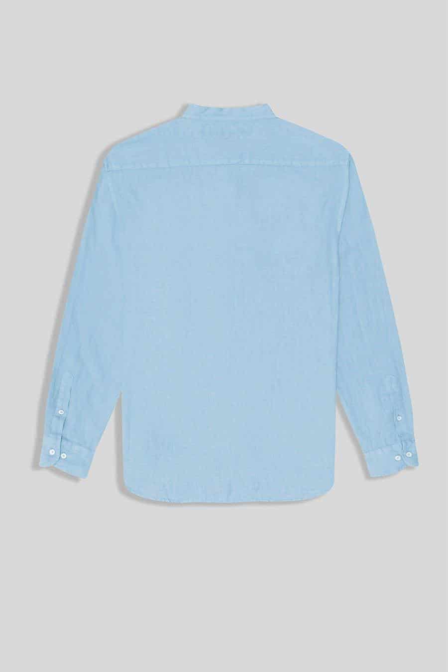 Men's linen shirt mao sky blue - miniatura 4